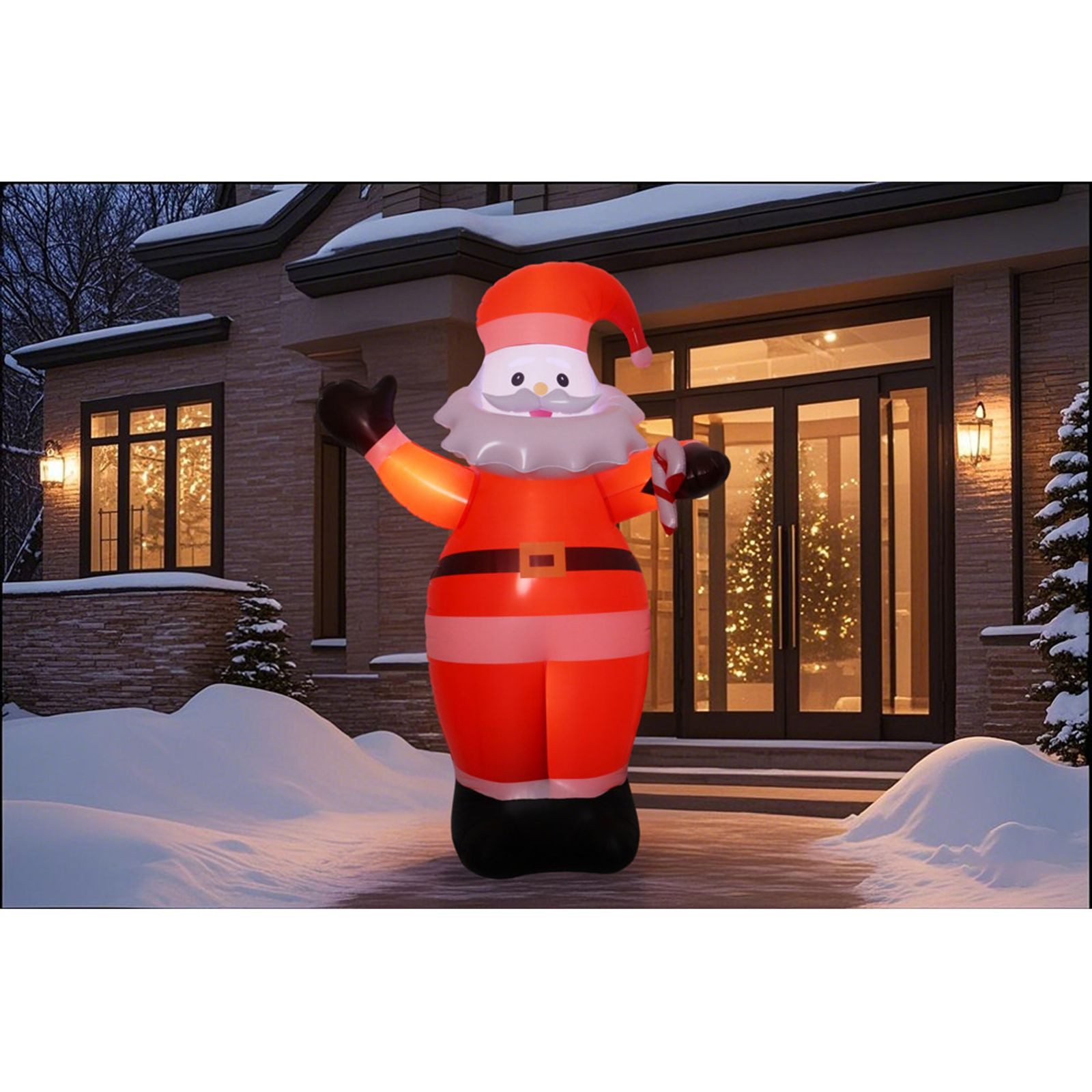 BURI Dekofigur Aufblasbarer Weihnachtsmann 180cm Weihnachtsdeko Weihnachtsfigur LED