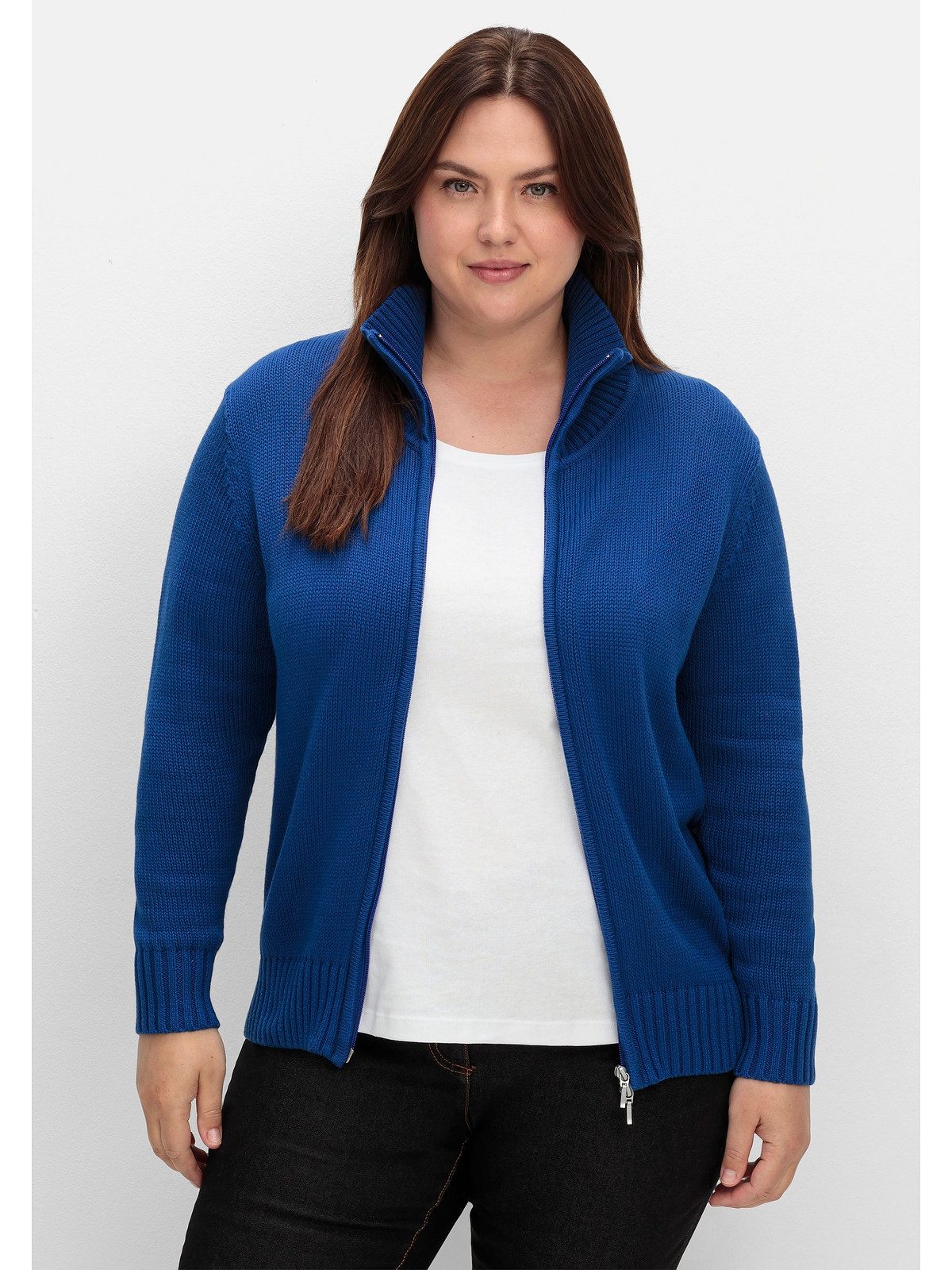 Sheego Strickjacke Große Größen mit Troyerkragen günstig online kaufen