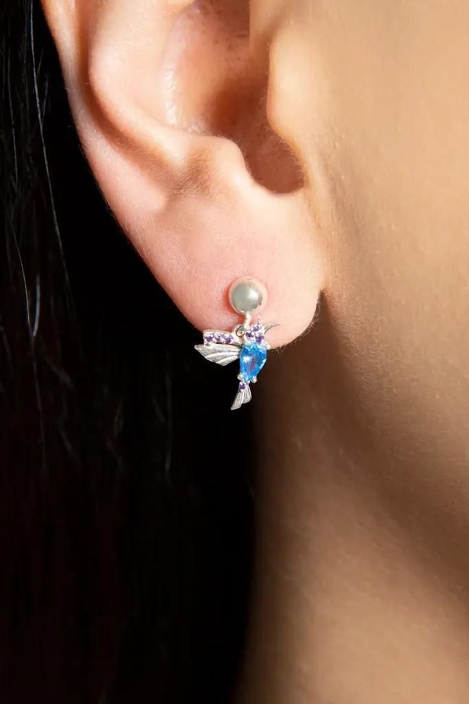 Einzelstück Paar Ohrstecker Ohrstecker PARADISE BIRD Silber günstig online kaufen