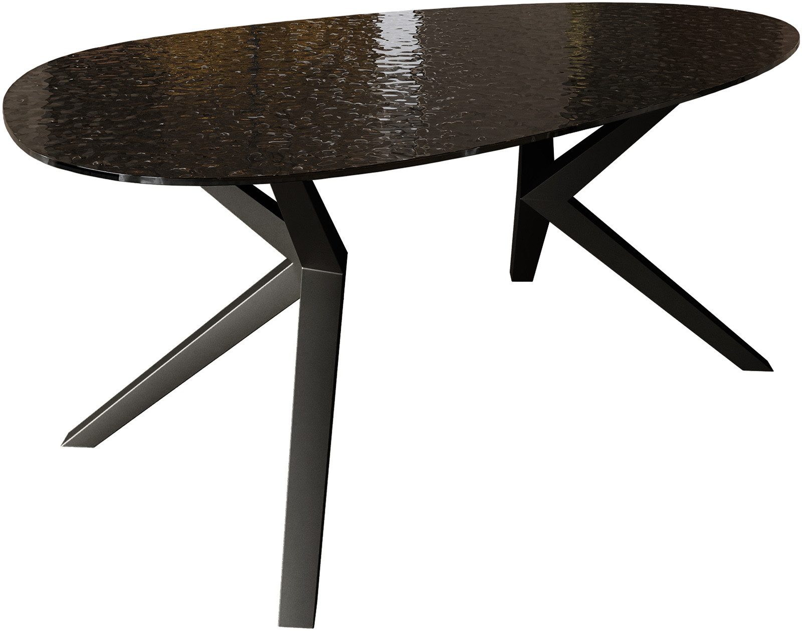 DELIFE Esstisch Edge, Oval Reliefglas Rauchschwarz günstig online kaufen