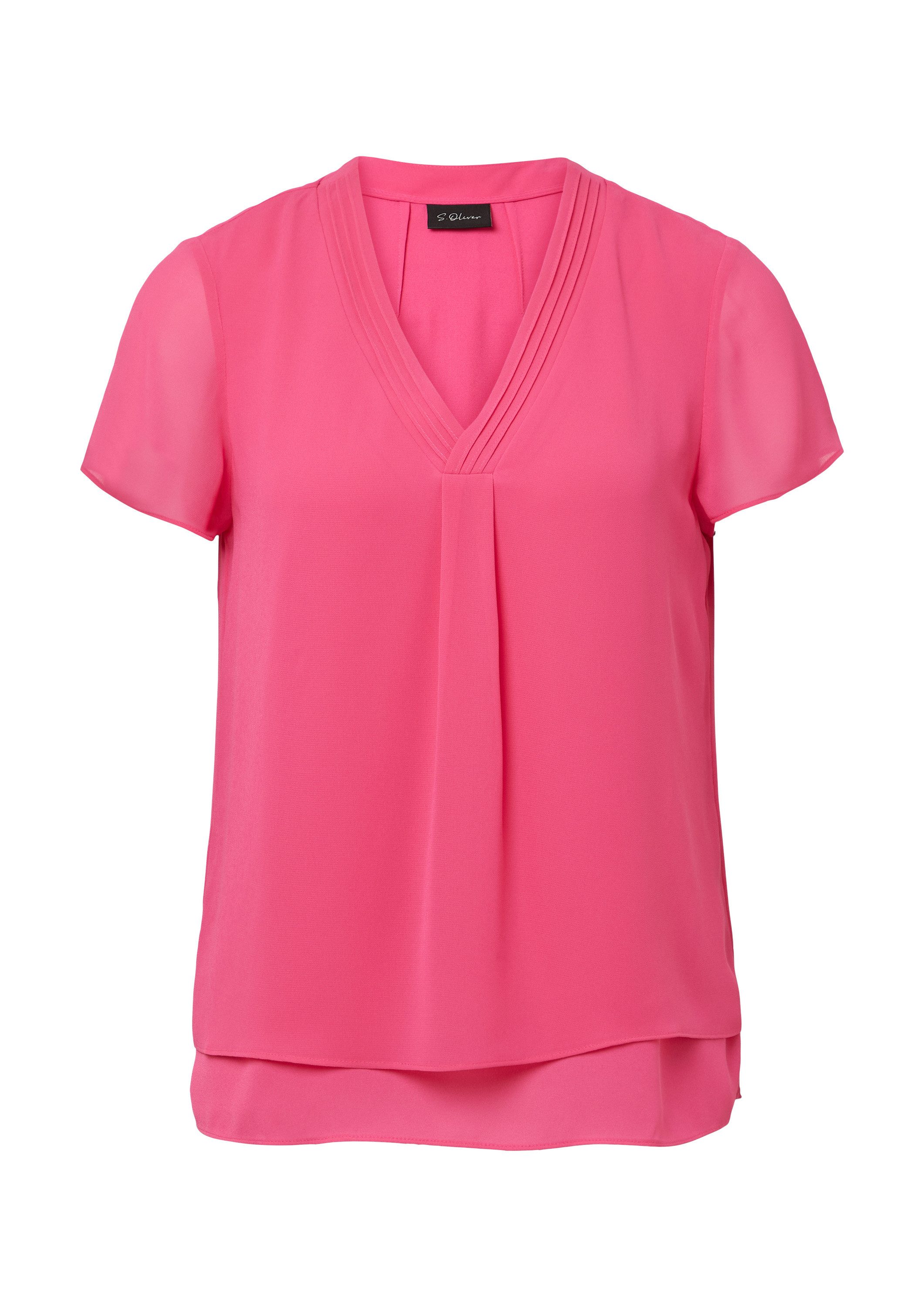 s.Oliver Kurzarmbluse Bluse Kurzärmelige Chiffonbluse mit Layering günstig online kaufen