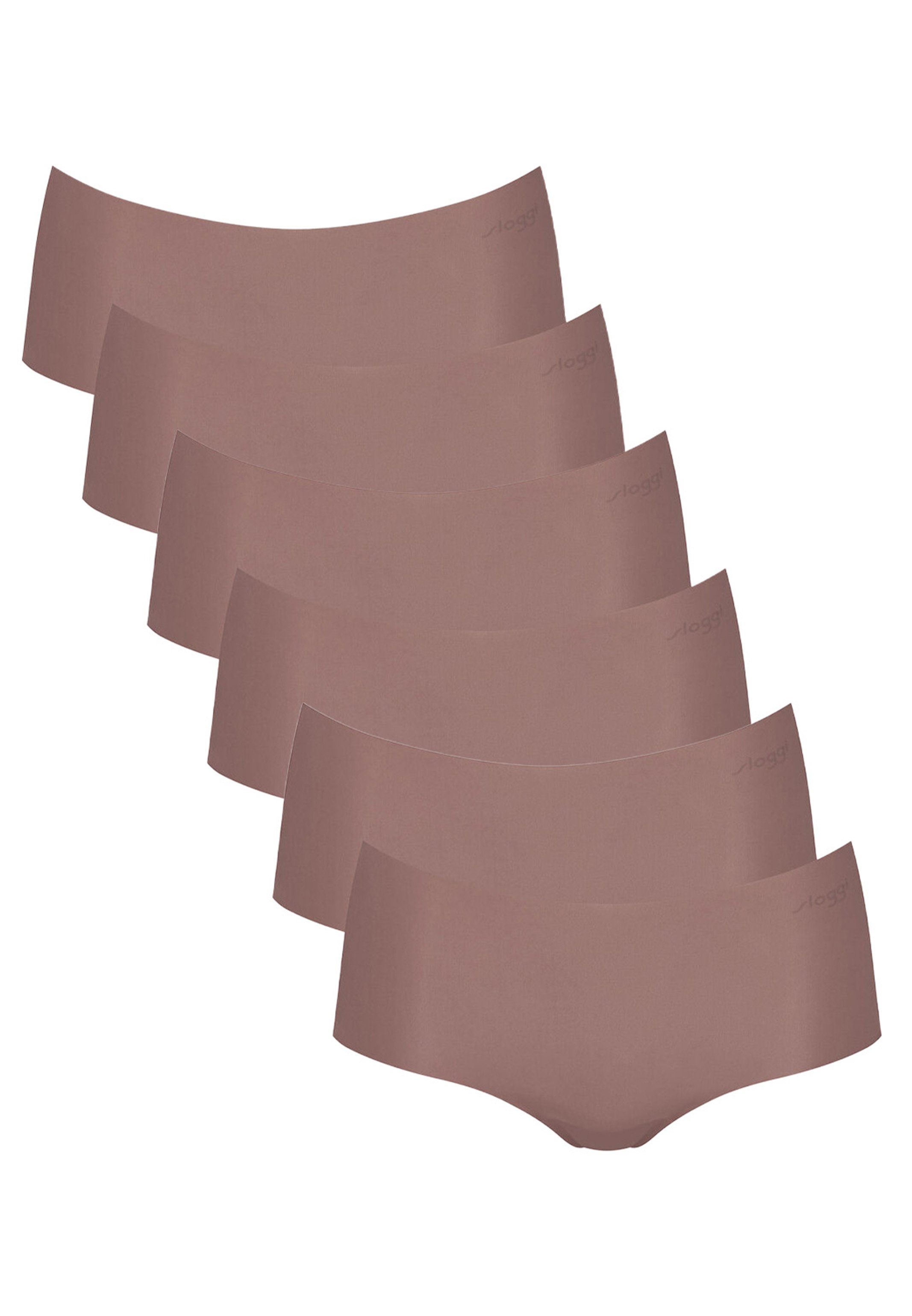 Sloggi Panty unter (Spar-Set, Pack Kleidung ZERO Nahtlos - Short - 6-St) Microfibre Cacao Slip 6er 2.0 Abzeichnen Kein