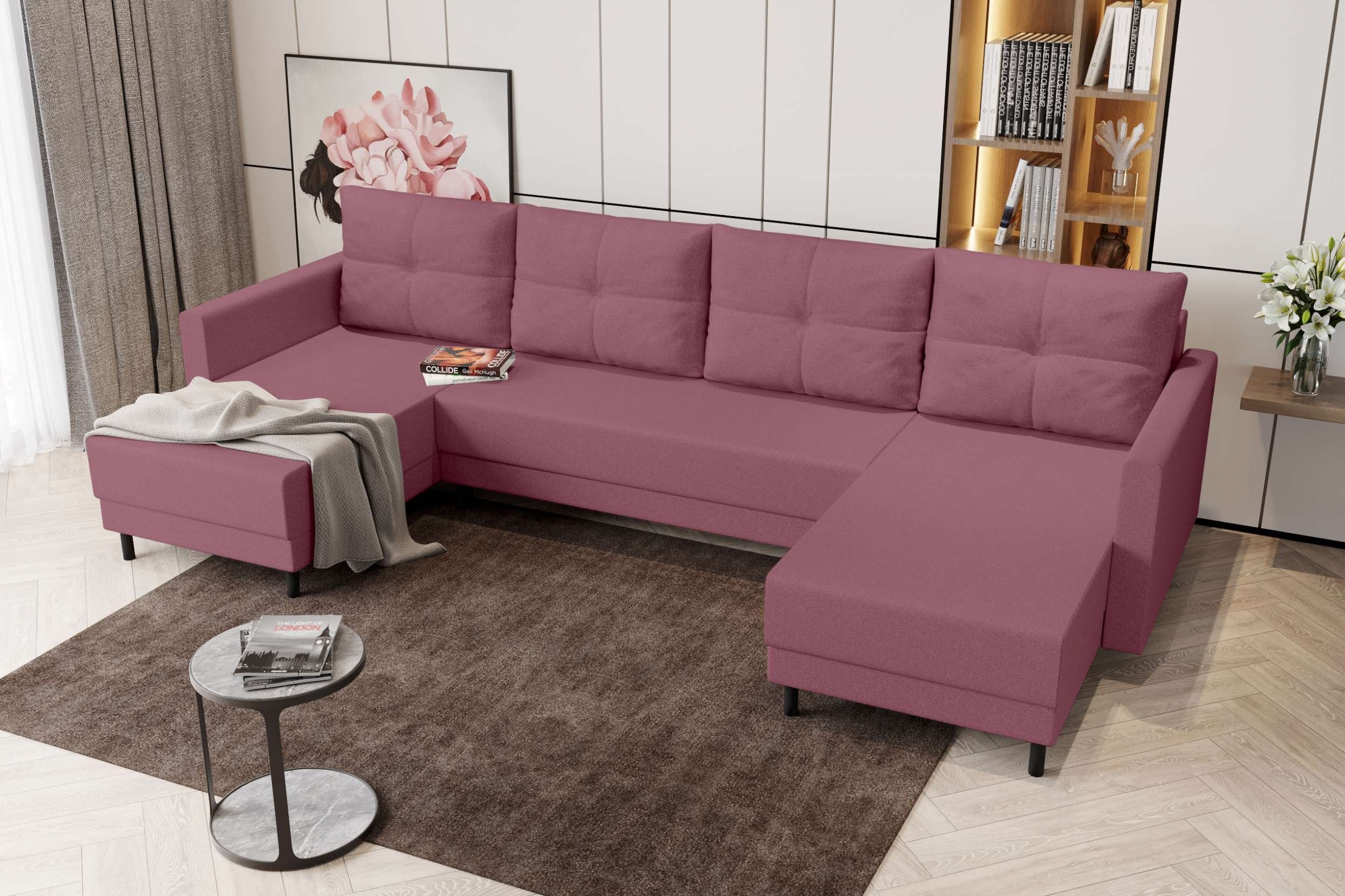 Bettfunktion, U-Form, mit Eckcouch, Selena, Sitzkomfort, Stylefy Modern Design Wohnlandschaft Sofa, mit Bettkasten,