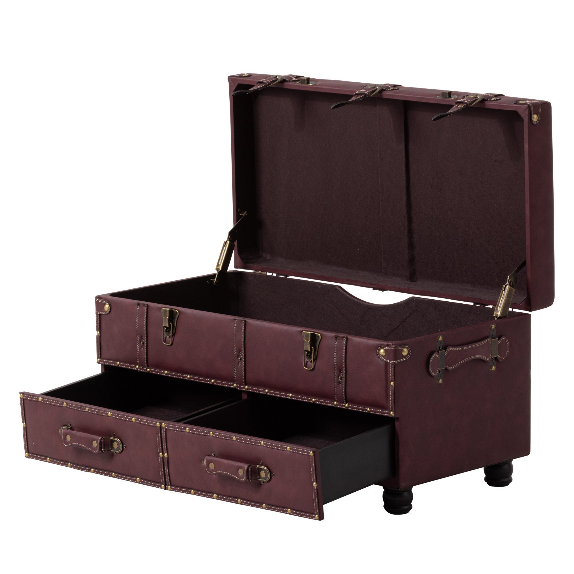 HomeGuru Bettbank Retro-Box Sitzbank, Vintage-Stil Rot (1-St) Hocker, Couchtisch, Nachttisch-Box