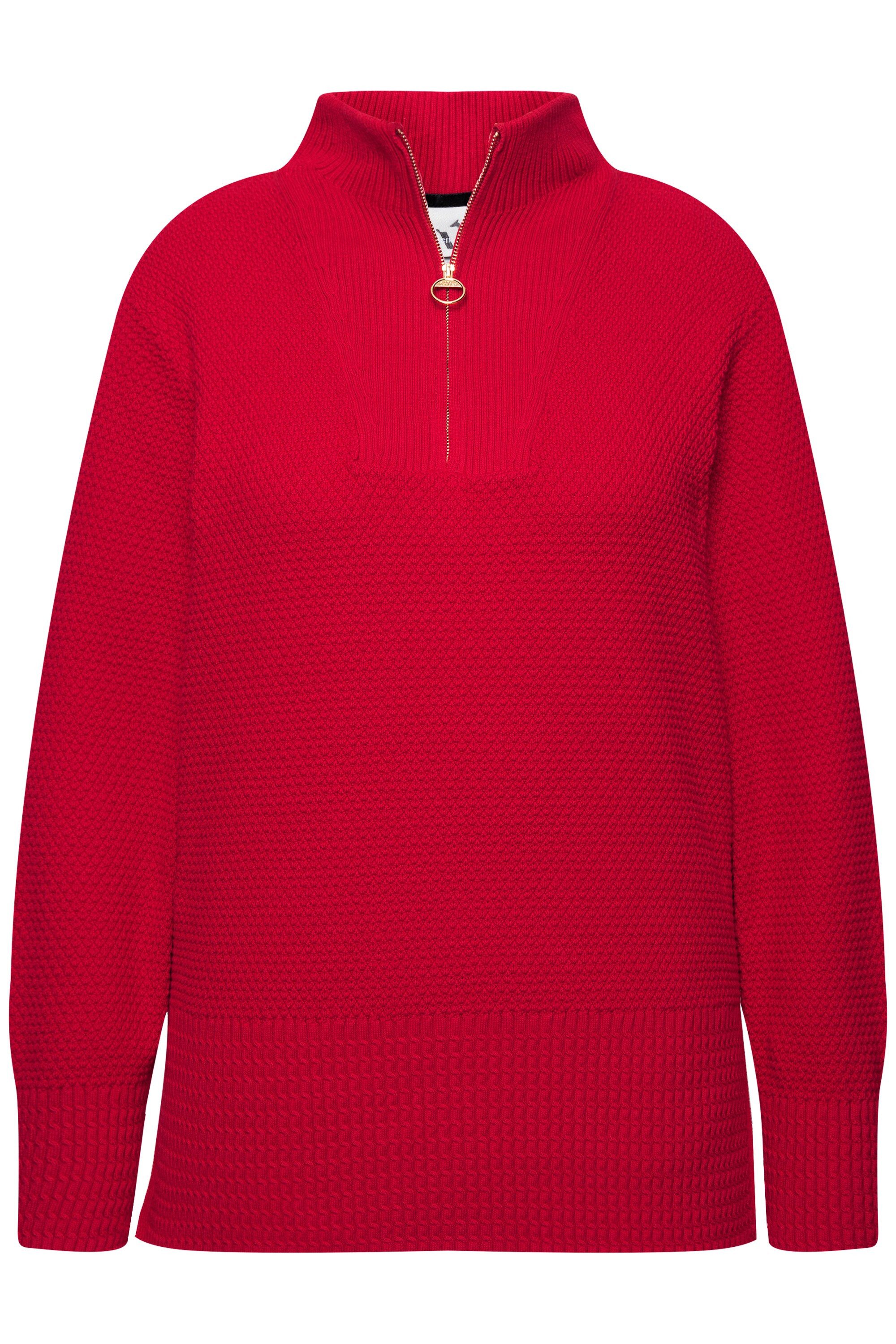 Ulla Popken Strickpullover Strick-Troyer Stehkragen Zipper Langarm günstig online kaufen