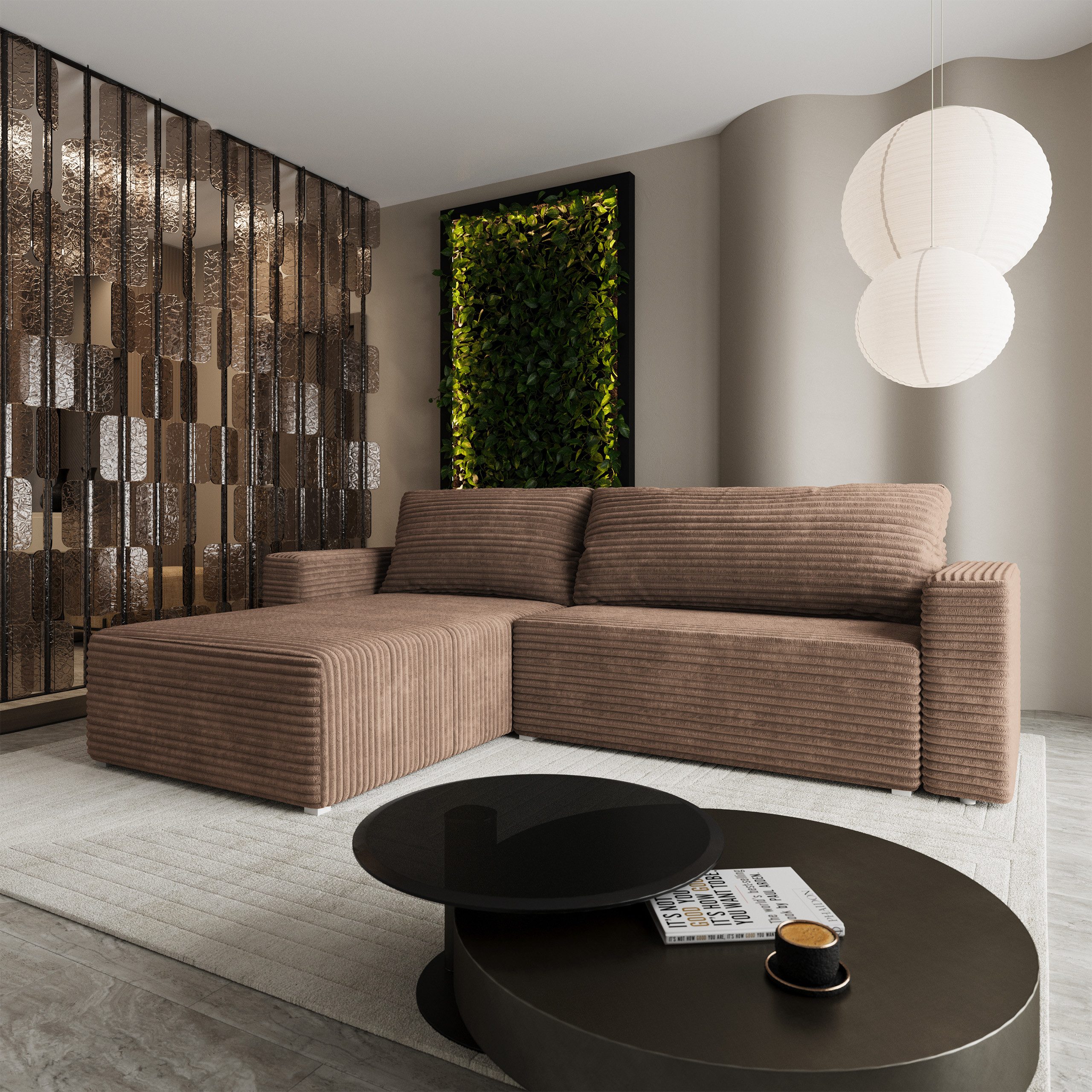 Masseno Ecksofa CALTI mit Schlaffunktion L-Form, Sofa mit Bettkasten