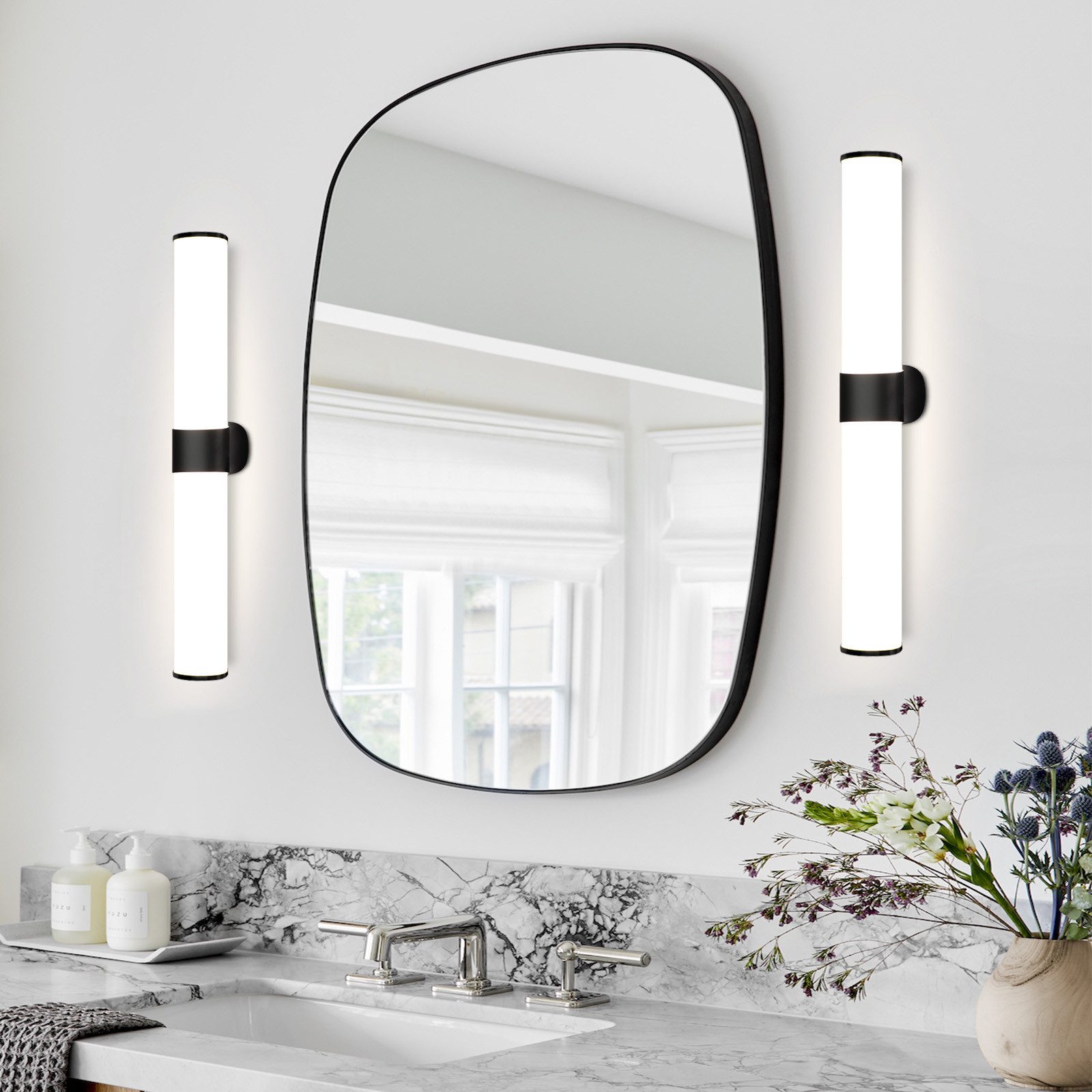 Lampada specchio bagno led nero ip44 luce trucco specchiera_voghion.com