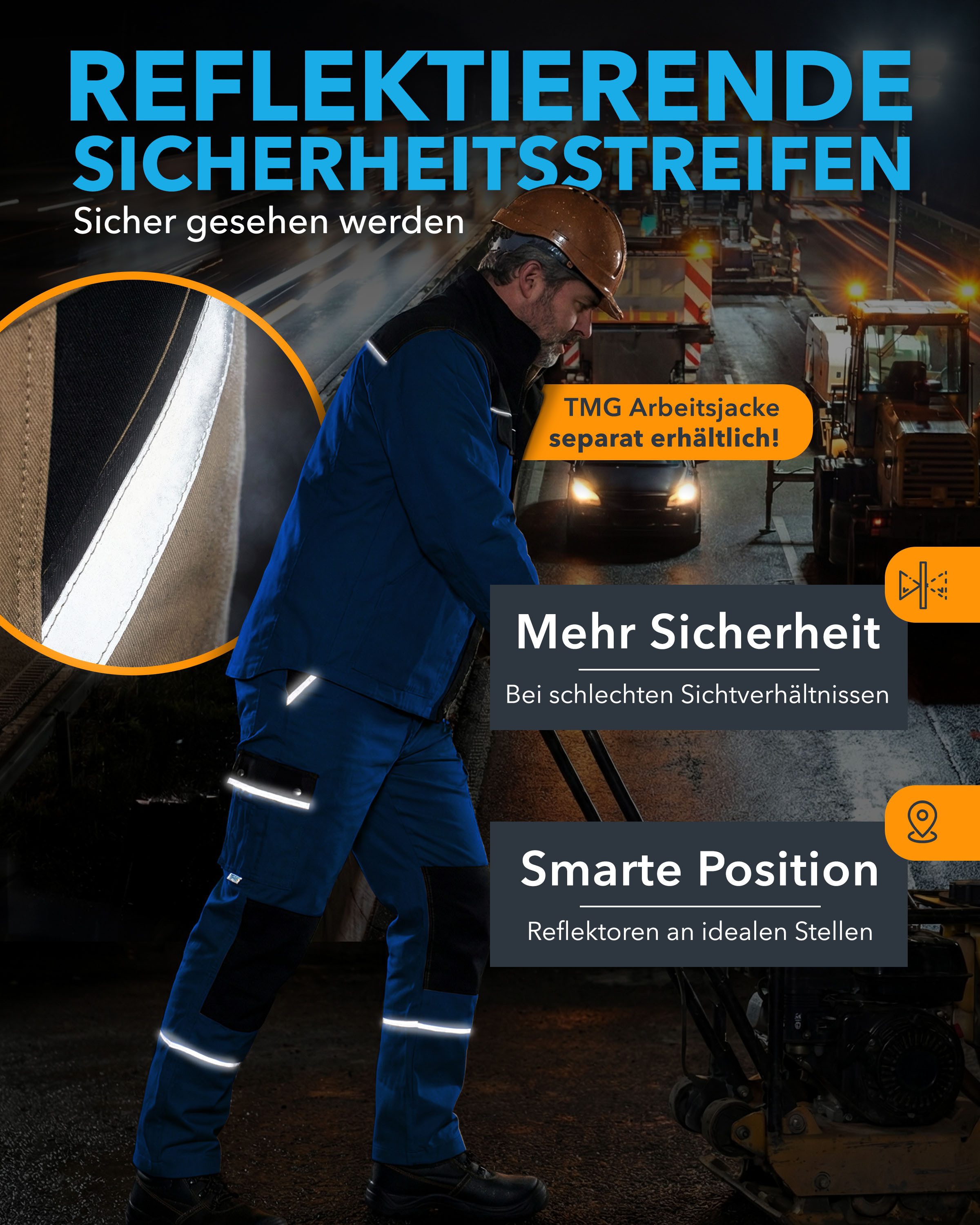 TMG International Arbeitslatzhose Latzhose Arbeitshose Cargohose Overall Blaumann