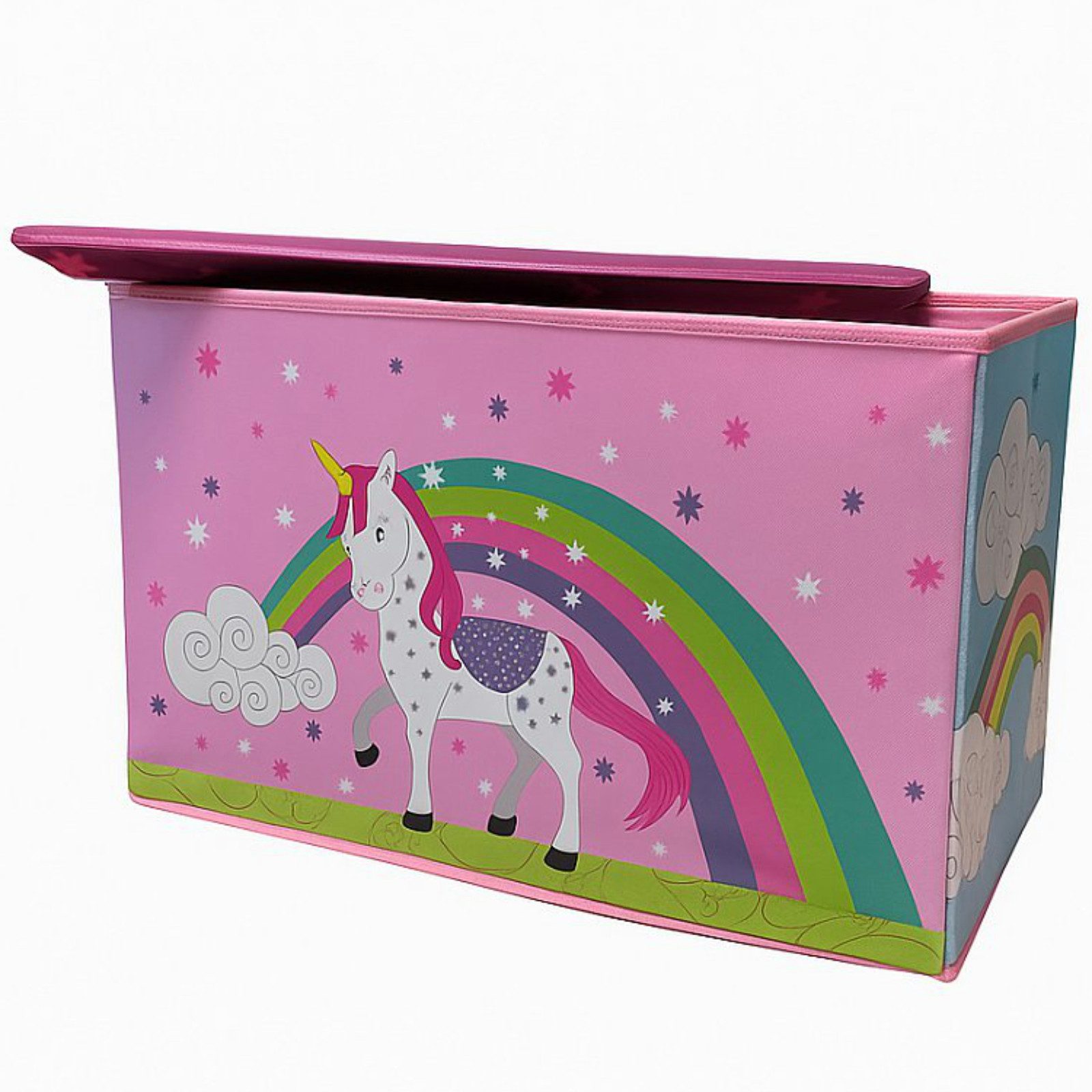 Koopman Aufbewahrungsbox Spielzeugkiste Sitzkiste Rosa Einhorn 60L (Stück, 1 St., Packung), Mädchen, gepolsterter Deckel, Aufbewahrungskiste, Sitzfunktion – Bild 5 von 5
