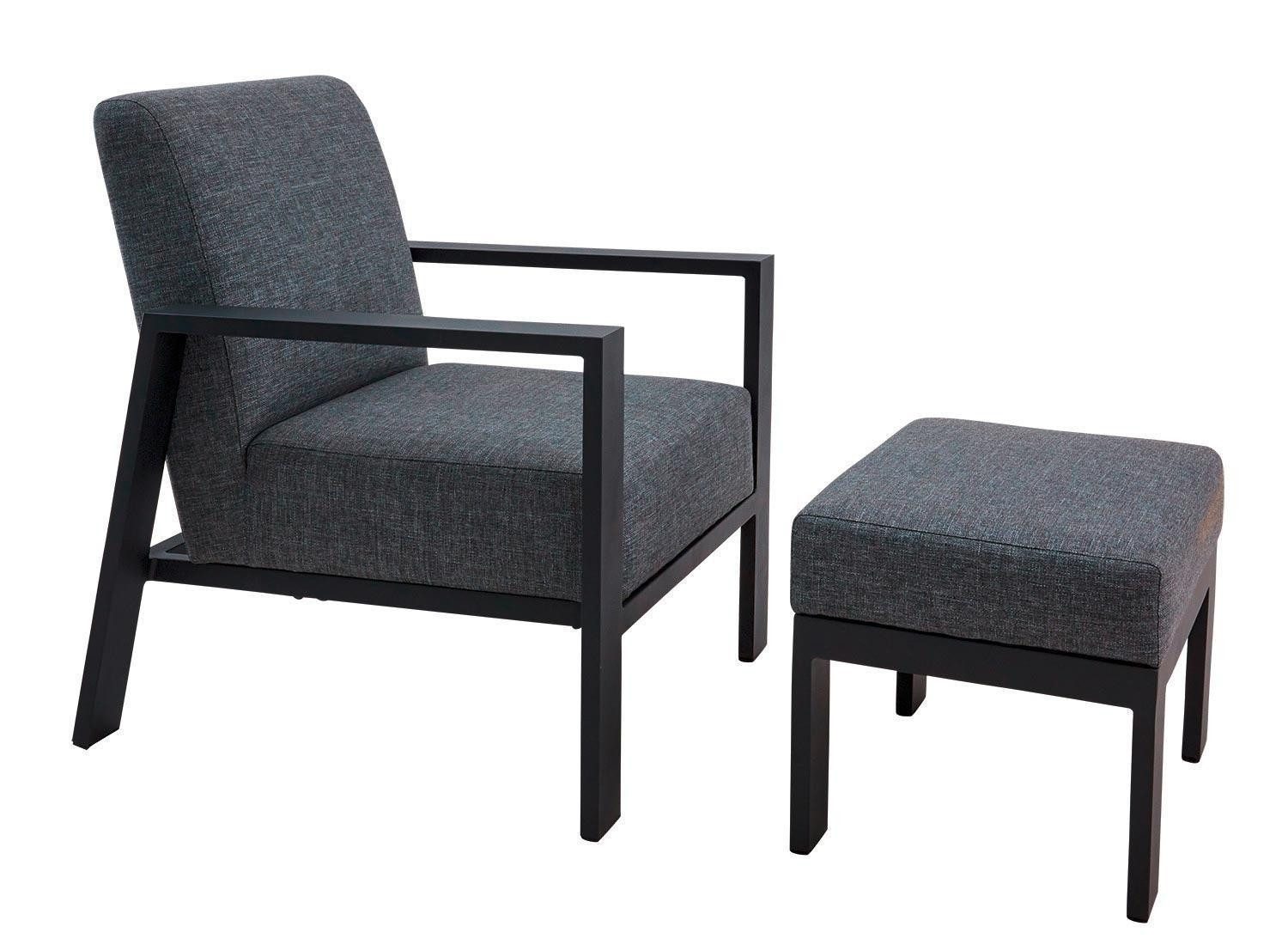 Outdoor Gartensessel DJERBA, Aluminium, Grau, B 76 cm, Textilen, mit Kissen