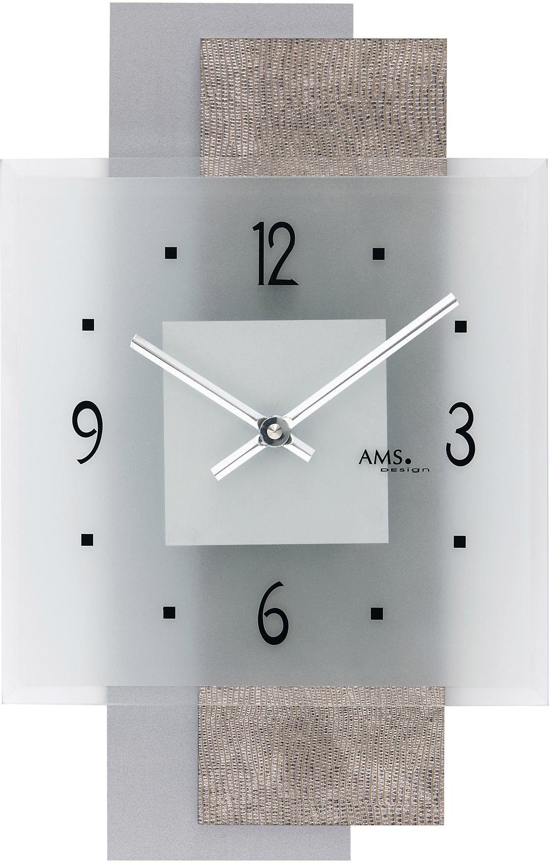 AMS Wanduhr W9443 (Quarzuhr,Holz,Wohnzimmer,Esszimmer,Küche,Made in Germany,Büro,Flur)