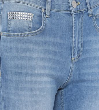 Christian Materne Röhrenjeans Push-up-Jeans figurbetont mit Nietenverzierung