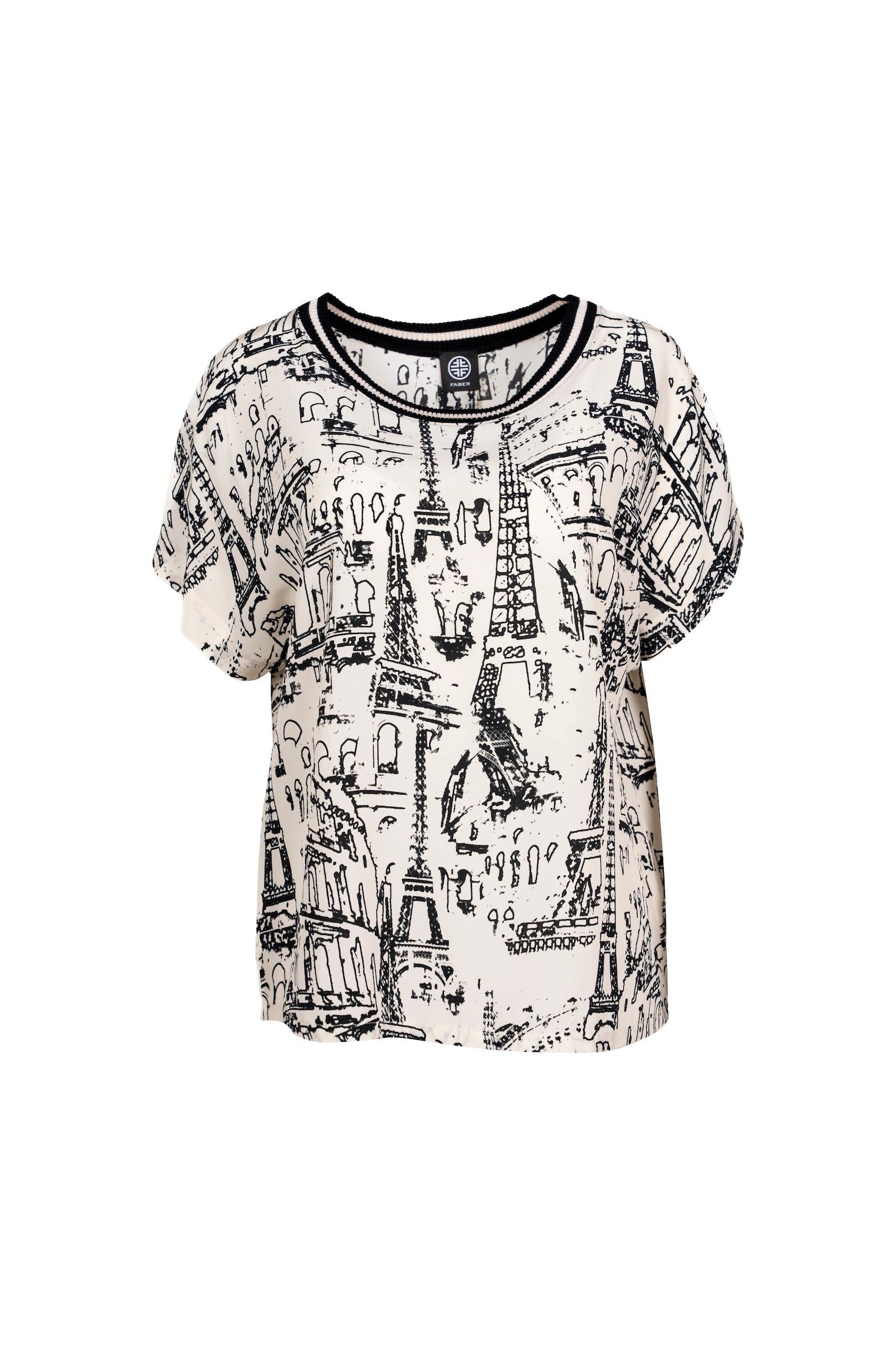 Faber Blusenshirt Printshirt mit Strickbündchen - Parisprint