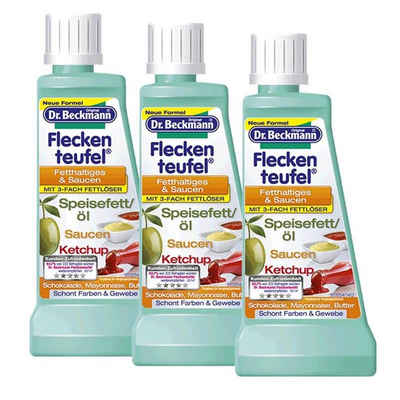 Dr. Beckmann 3x Dr. Beckmann Fleckenteufel Fetthaltiges & Saucen 50 ml - Mit 3-Fach Fleckentferner