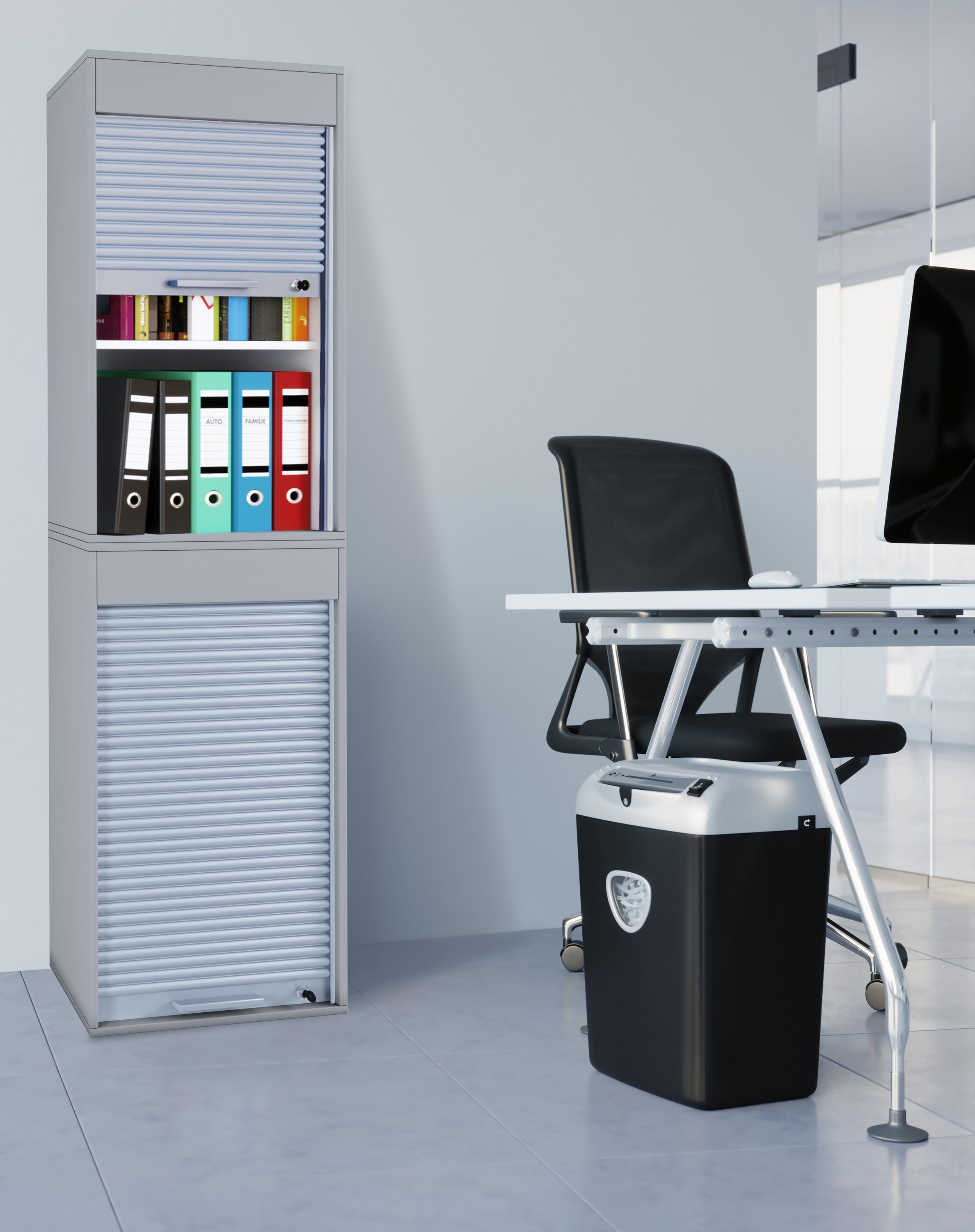 VCM Aktenschrank Büroschrank Aktos mit Rollladen H. 186 x B. 50 x Aktenschrank mit Rollladen, Büromöbel