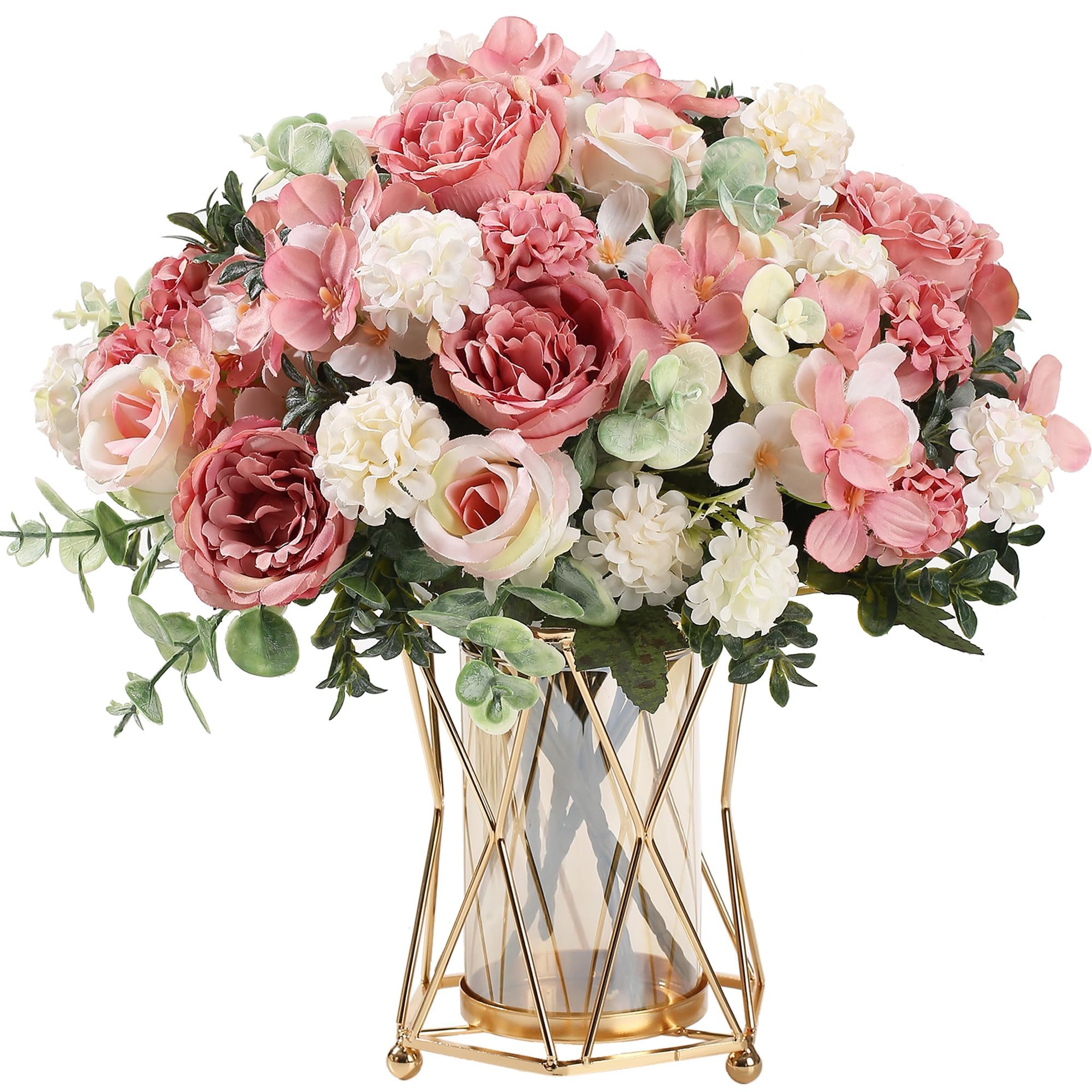 Kunstblumenstrauß 2 Bündel Kunstblumen, Seidenpfingstrosen Künstliche Rosen, Agger, Kunstblumenstrauß für Home Party Centerpiece Dekoration Hochzeit