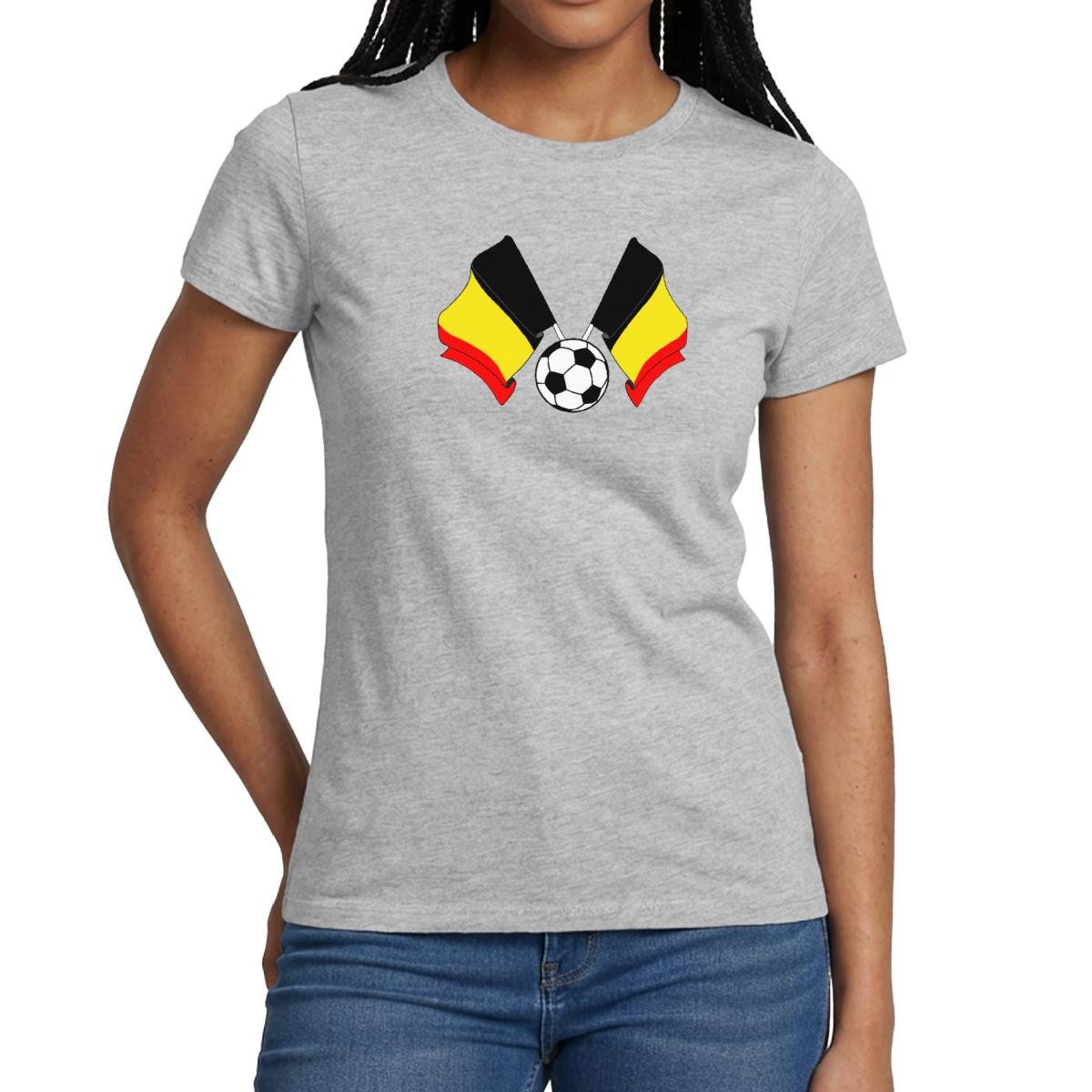 Spreadshirt T-Shirt Belgische Flaggen, Belgien Fußball Frauen T-Shirt (1-tlg) Slim Fit, fällt klein aus