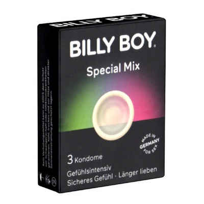 Billy Boy Kondome Special Mix (3 Sorten Billy Boy Kondome) Packung mit, 3 St., transparente Kondome, beliebte Sorten, verschiedene Kondome im Sortiment