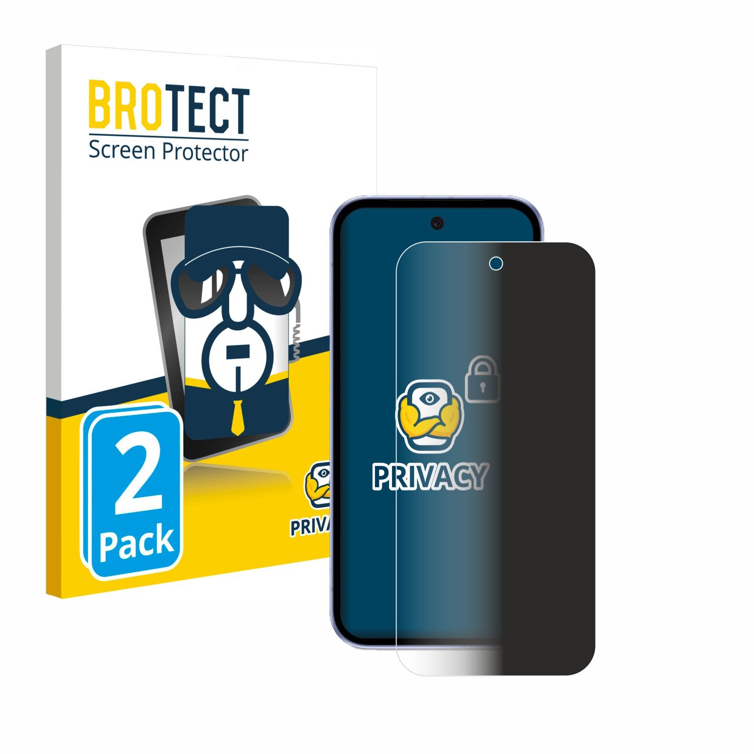 BROTECT Displayschutzfolie Sichtschutzfolie für Google Pixel 9a, 2 Stück, Anti-Spy Privacy Sichtschutz Blickschutzfolie Blaulicht-Schutz