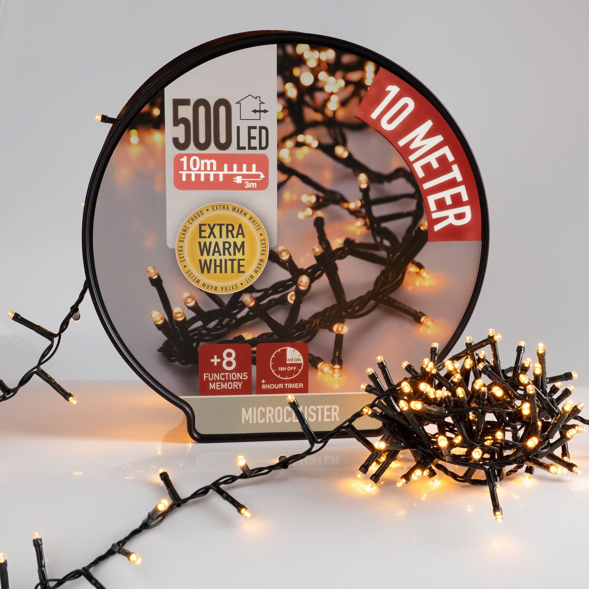 Spetebo Lichterkette Lichterkette auf Trommel - 500 Micro Cluster LED, 500-flammig, mit Timer Funktion