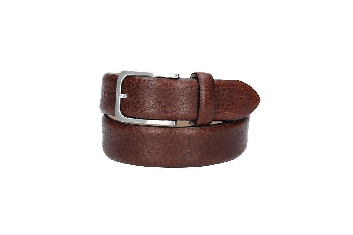 kiddybelts Ledergürtel Ledergürtel Kids 30mm in Cognac bombiert mit Schließe in Silber (BAZ12_69, 1-St) sehr weiches Vollrindleder