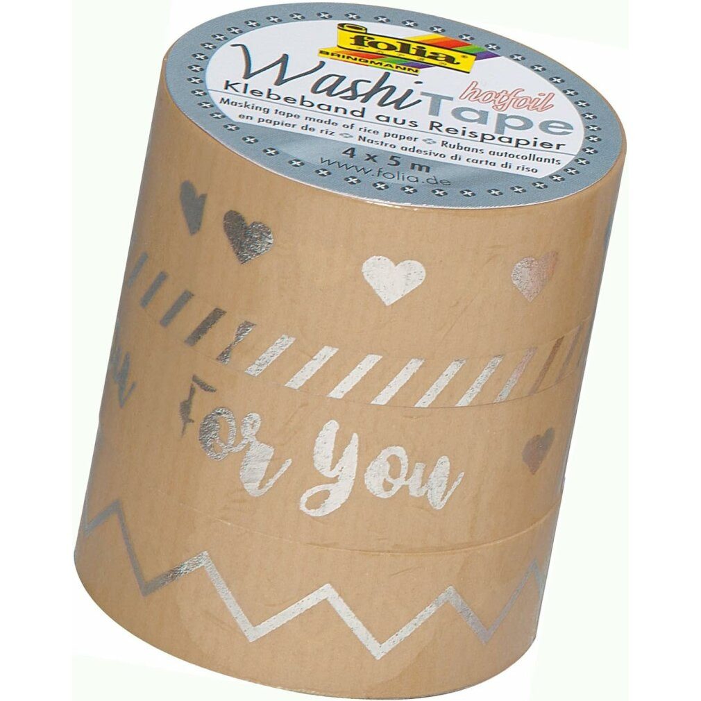 Klebeband Washi Tape HOTFOIL Deko-Klebeband matt 15,0 mm x 5,0 m 4 Rollen