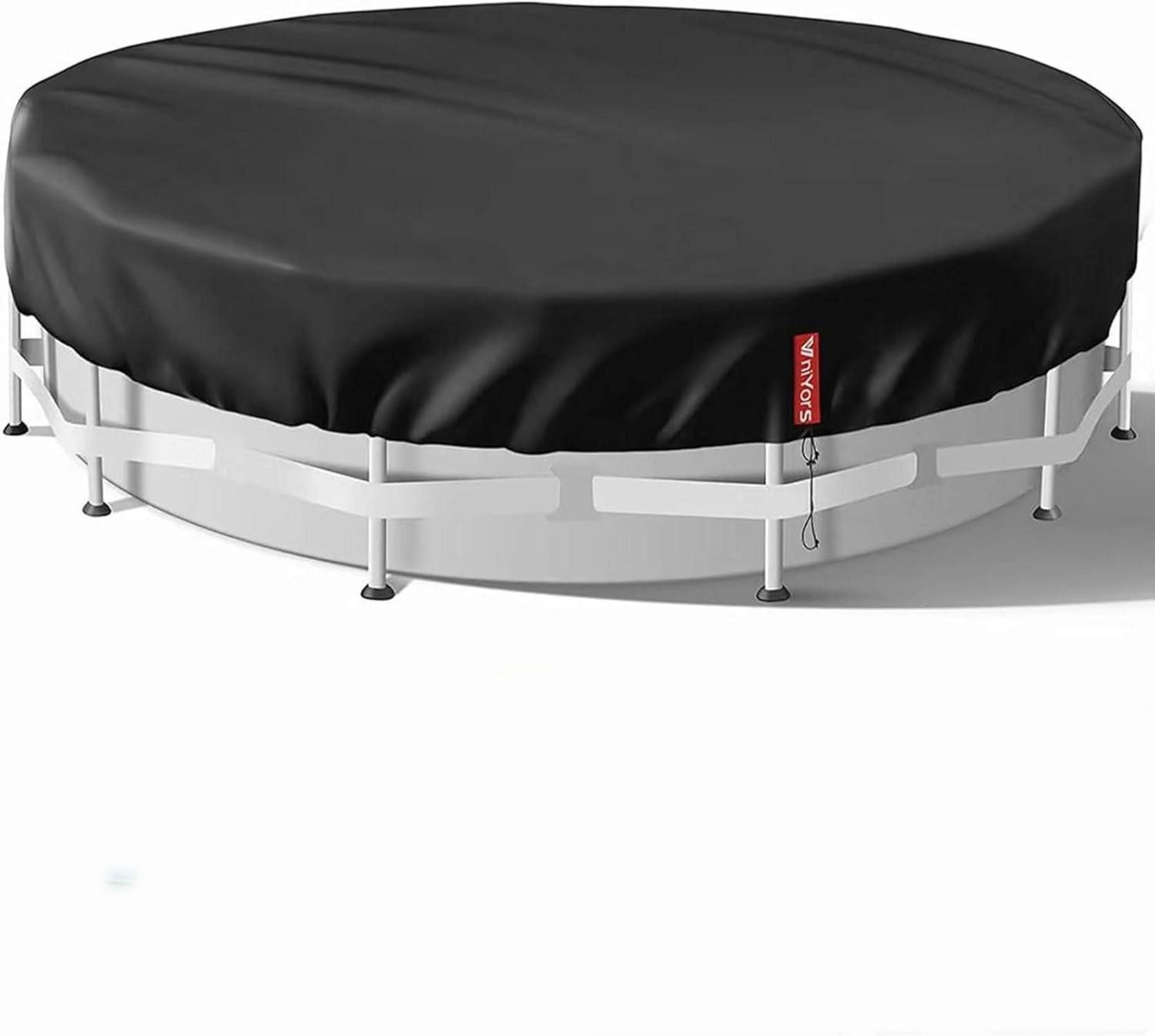 Pool-Abdeckplane Poolabdeckung 420D Oxford-Stoff Uv-Schutz Kordelzug Schwarz 660CM