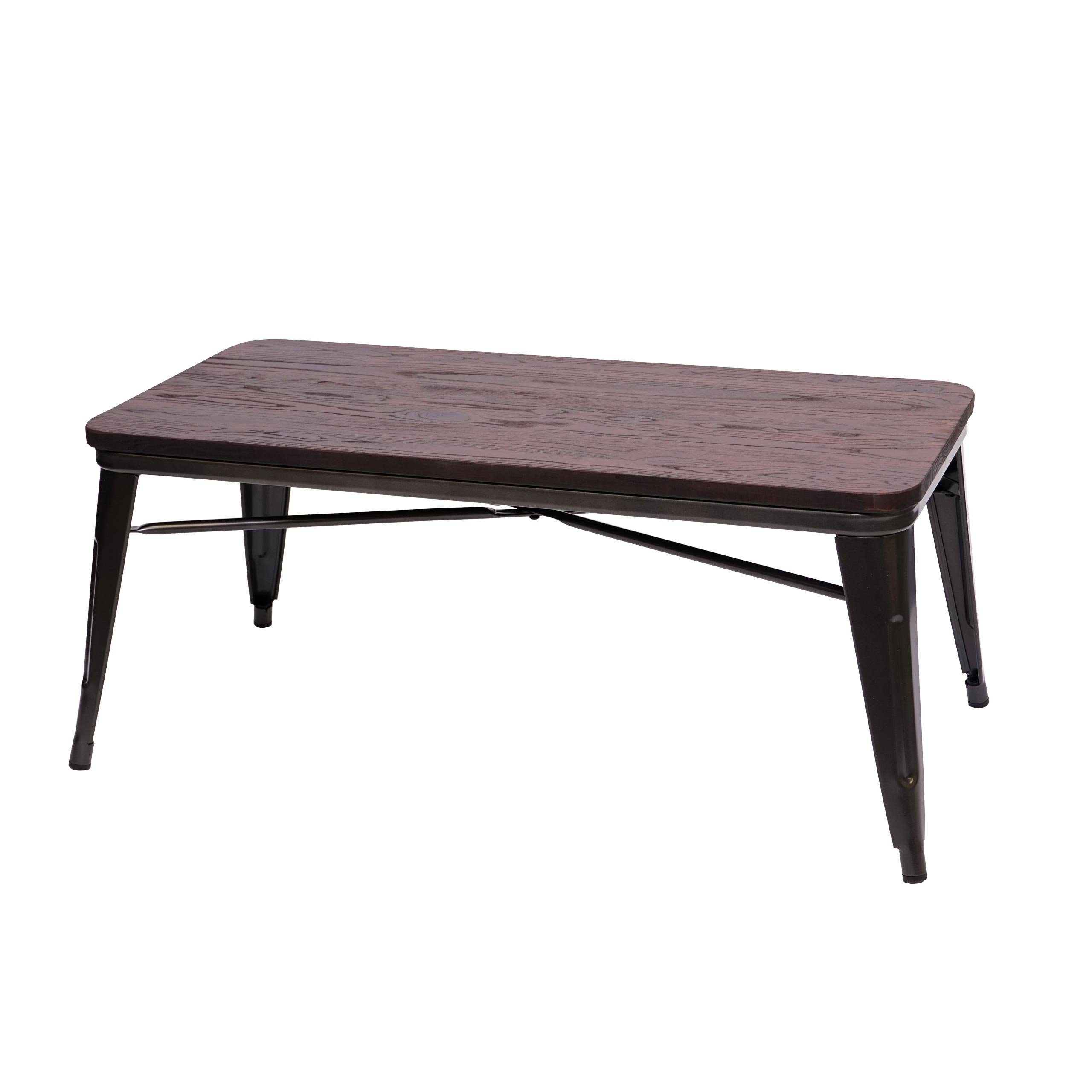 MCW Couchtisch MCW-H10, Tischplatte aus Ulme Holz, Industrie-Design,Strukur auf Tischplatte