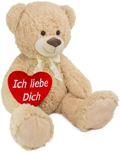 BRUBAKER Kuscheltier »XXL Teddybär 100 cm groß mit Ich Liebe Dich Herz« (Valentinstagsgeschenk, 1-St), großer Teddy Bär, Stofftier Plüschtier