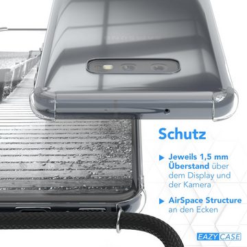 EAZY CASE Handykette Kette Clips Schwarz für Samsung Galaxy S10e 5,8 Zoll, Slimcover mit Umhängeband Case Handytasche Clear Backcover Schwarz