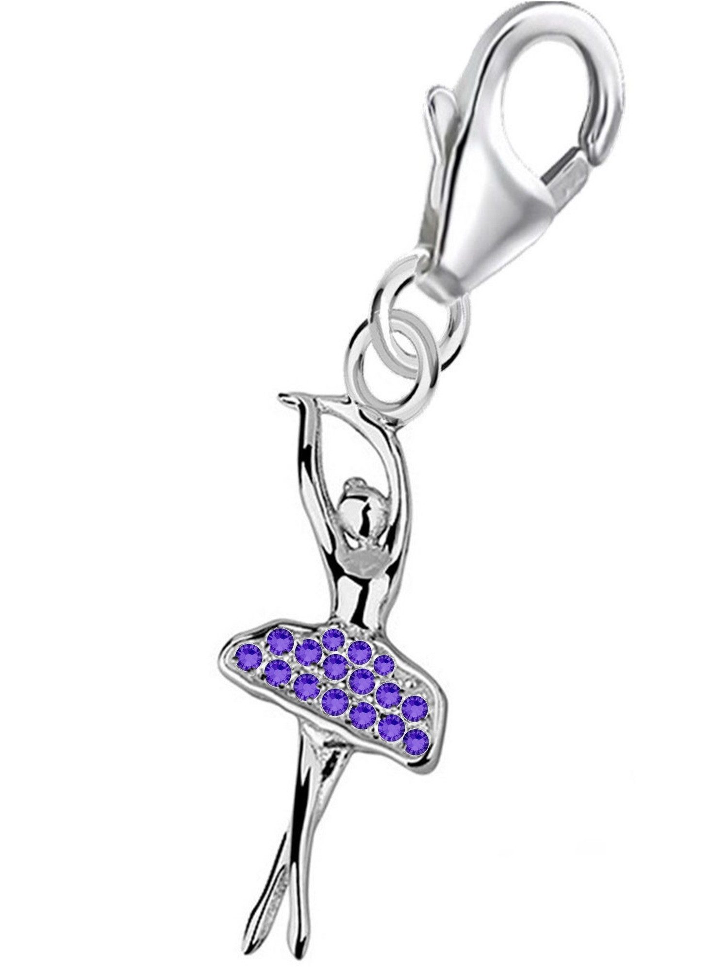 Goldene Hufeisen Charm-Einhänger Tänzerin Ballerina Zirkonia Charm Anhänger 925 Sterling Silber (1 Stück, inkl. Etui), Rhodiniert