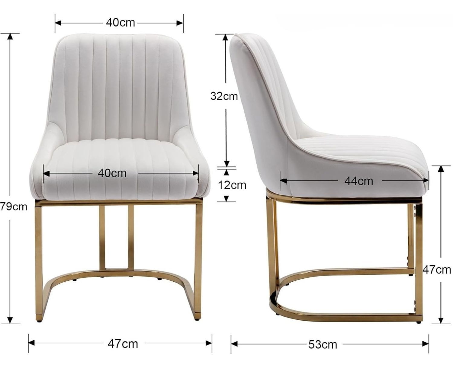 CHAIRUS Esszimmerstuhl 2er-Set, Samtstühle mit Metallbeinen für Küche & Wohnzimmer (2 St), Polsterstuhl, Küchenstuhl, Wohnzimmerstuhl, 47x53x79cm