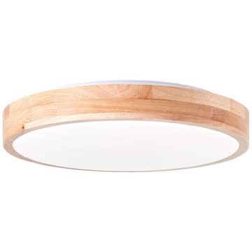 Lightbox LED Deckenleuchte, Memoryfunktion, LED fest integriert, warmweiß - kaltweiß, LED Deckenlampe mit hellen Holz Rahmen, Ø 34 cm, CCT, 3000K - 4000K