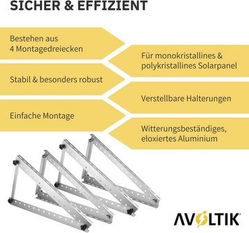 avoltik 2 Sets Solarmodul Halterung für Flachdach Wand Aufständerung 114cm Solarmodul-Halterung, (2-tlg., Set, 2 Sets (4Winkel)