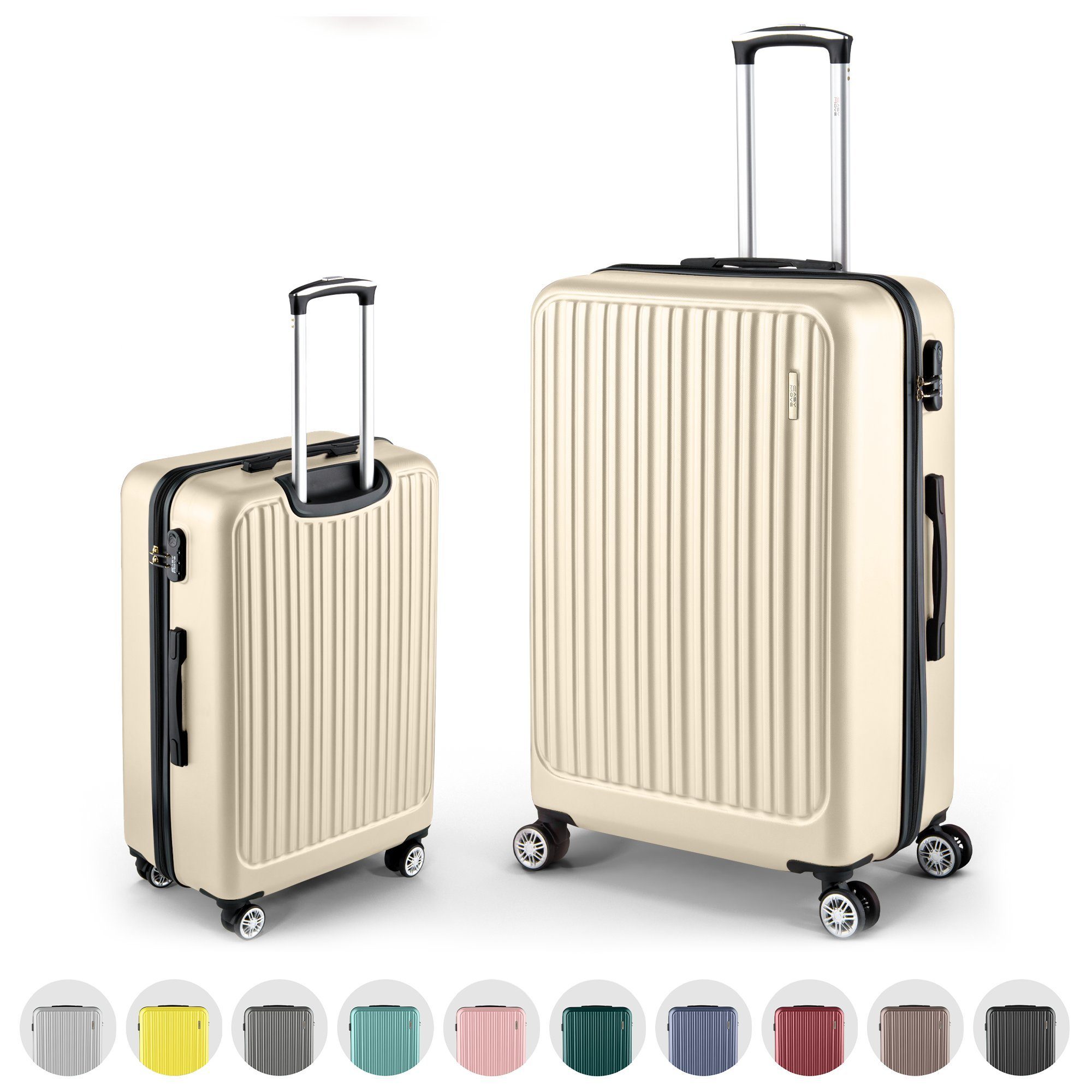 Easy Move Hartschalen-Trolley Leichter Rollkoffer ACE 026 - Reisekoffer, Hartschalenkoffer, 8 Rollen, Robustes Koffer-Set aus ABS-Hartschale, 3 Größen - M L XL
