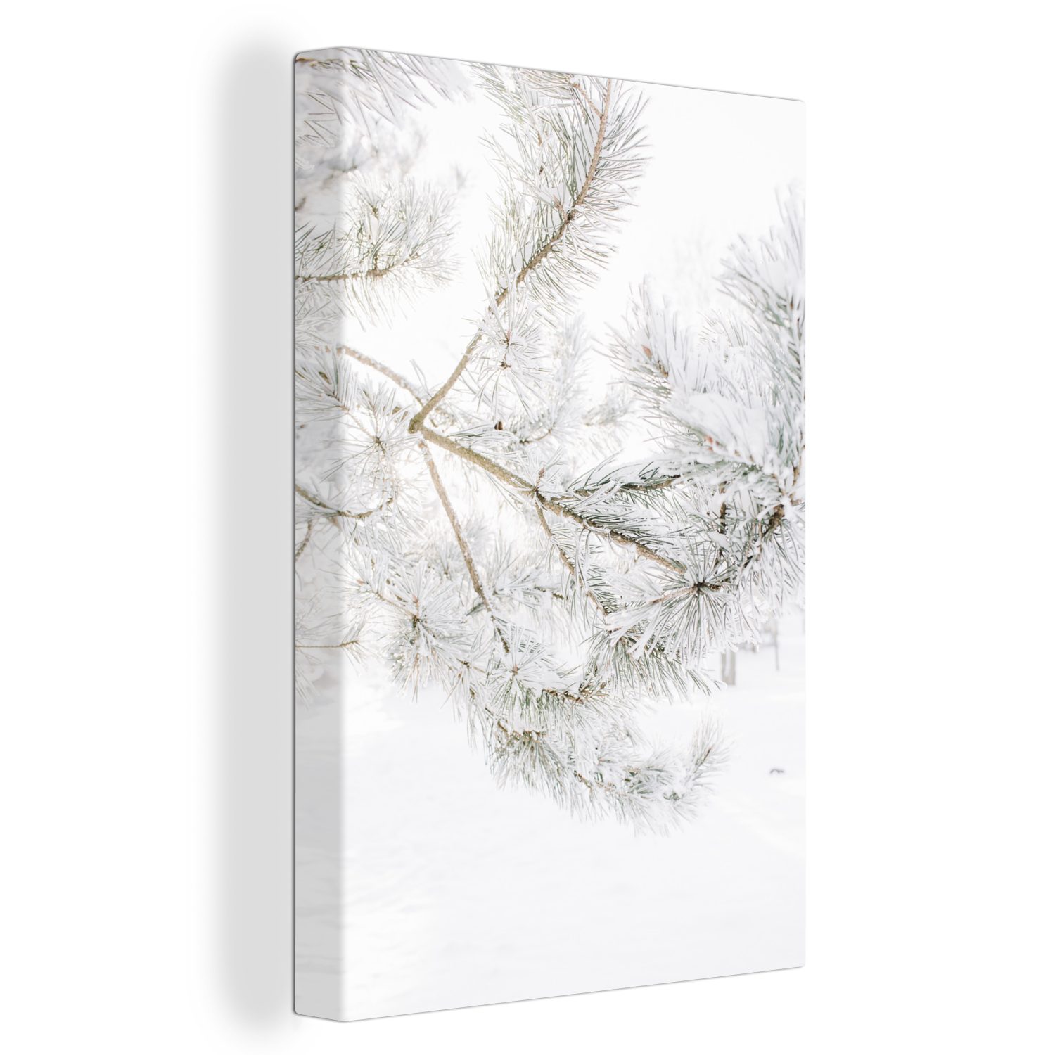 OneMillionCanvasses® Leinwandbild Winter - Schnee - Zweige, (1 St), Leinwandbild fertig bespannt inkl. Zackenaufhänger, Gemälde, 20x30 cm