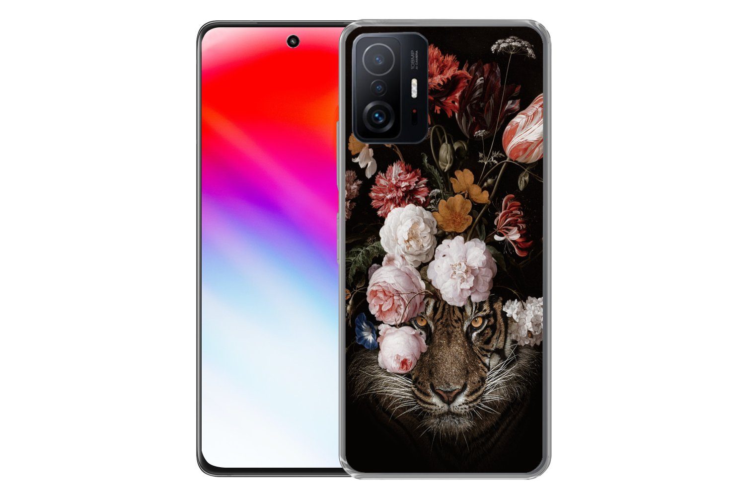 MuchoWow Handyhülle für Xiaomi 11 Lite 5G NE Blumen - Jan Davidsz de Heem - Tiger - Gemäld, Phone Case, Silikon, Schutzhülle Dünn