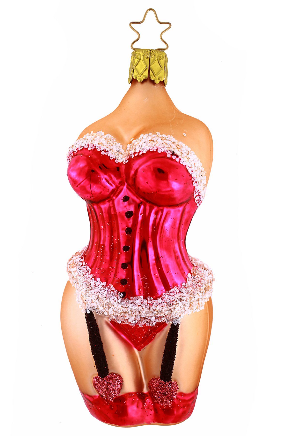 Hamburger Weihnachtskontor Christbaumschmuck Korsage pink, Inge-Glas® Manufaktur - Dekohänger - mundgeblasen - handdekoriert