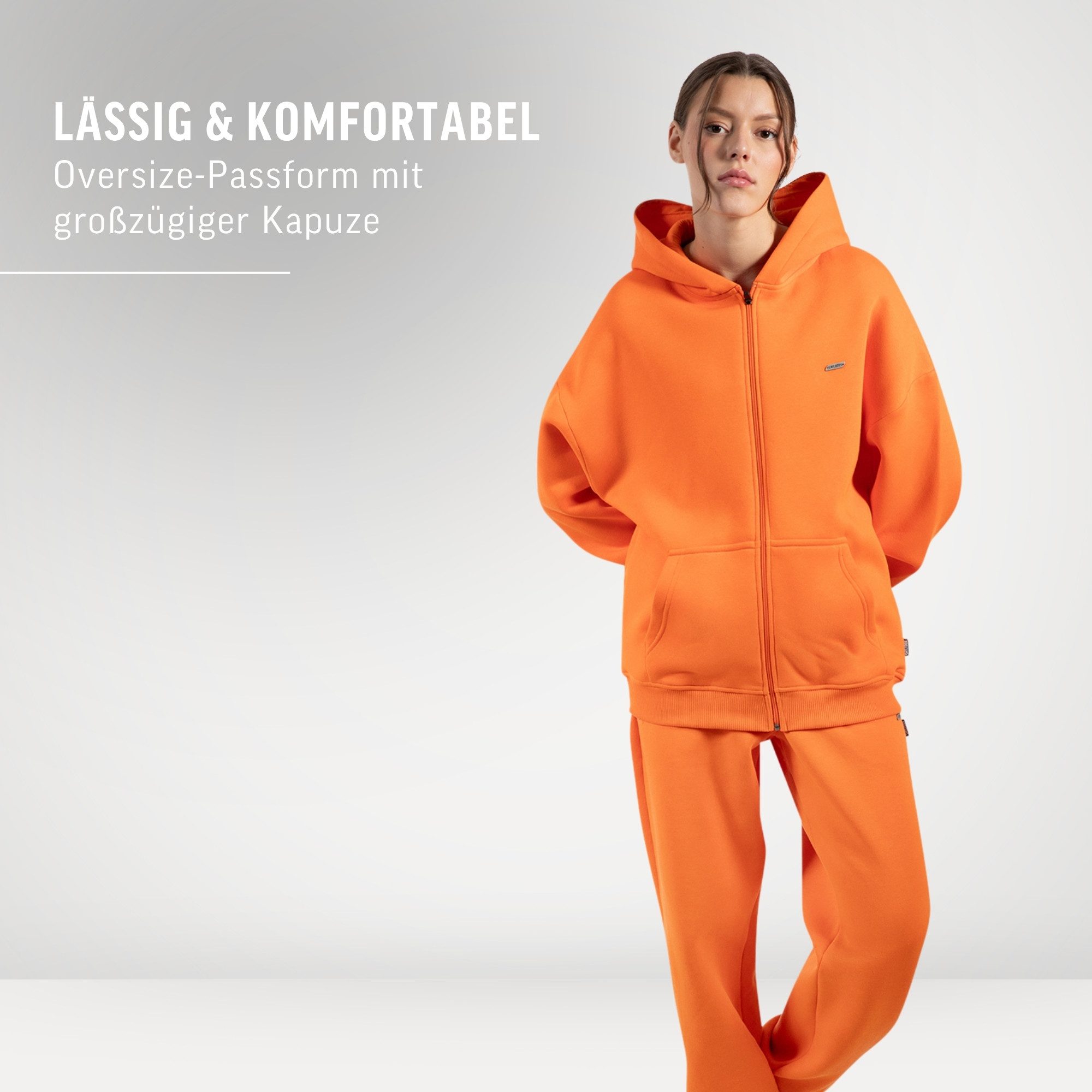 Smilodox Hoodie Lyanna, Oversize Zip Kapuzenpullover mit Reißverschluss, Flauschig Sweatshirt Kängurutasche Pulli Sweater warm bequem Streetstyle Alltag