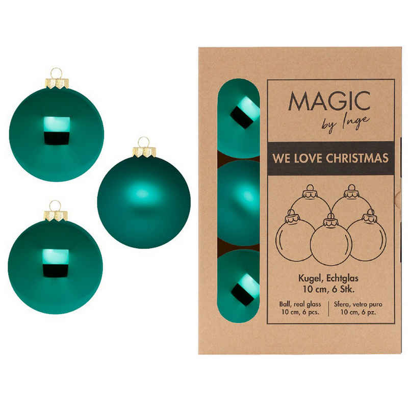 MAGIC by Inge Weihnachtsbaumkugel, Weihnachtskugeln Glas 10cm 6 Stück - Deep Forest