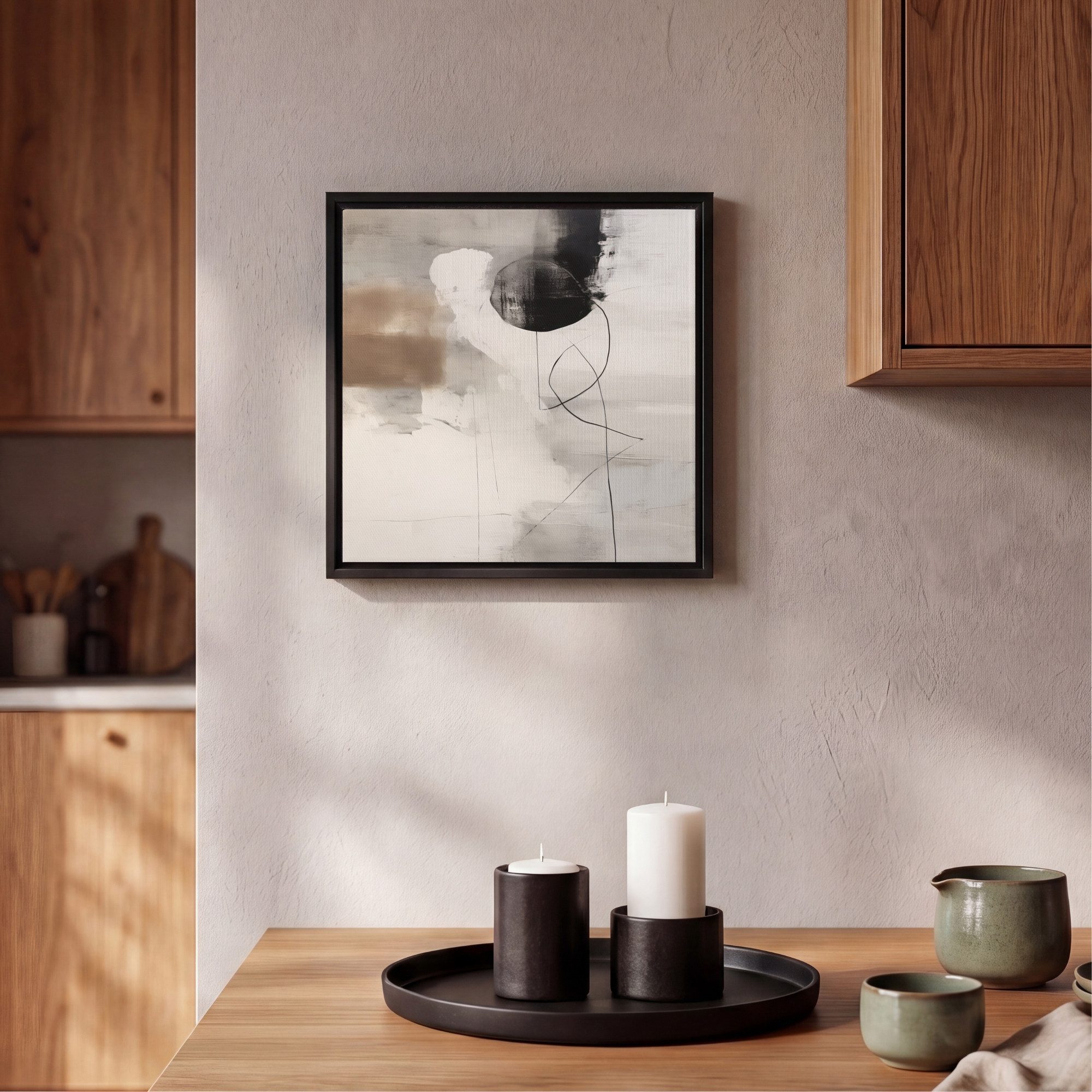 OneMillionCanvasses® Leinwandbild mit Rahmen - Abstrakte Kunst - Grau - Industriell, Fotodruck (1 St), Leinwand Bilder Klein, Wand Dekoration Aesthetic 20x20cm – Bild 2 von 5