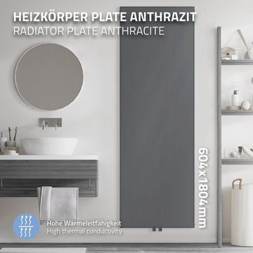 LuxeBath Heizkörper Zimmerheizung Wandheizkörper Designheizkörper, Anthrazit 604x1800mm Mittelanschluss