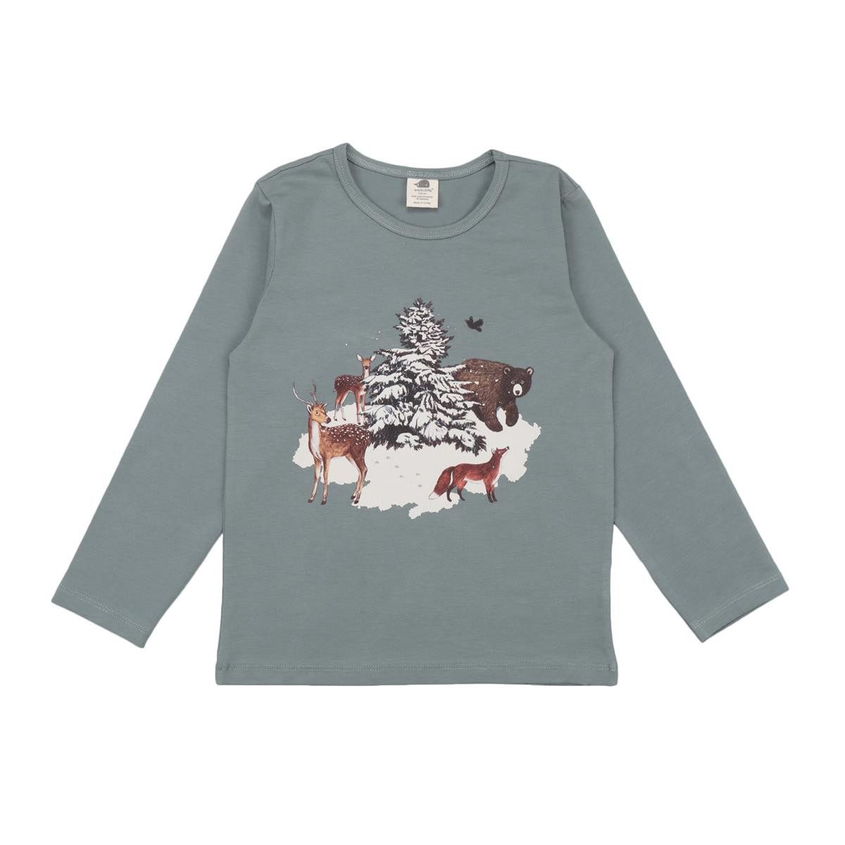 Langarmshirt Bio-Baumwoll Shirt mit festlichem Weihnachtsdesign für Kinder