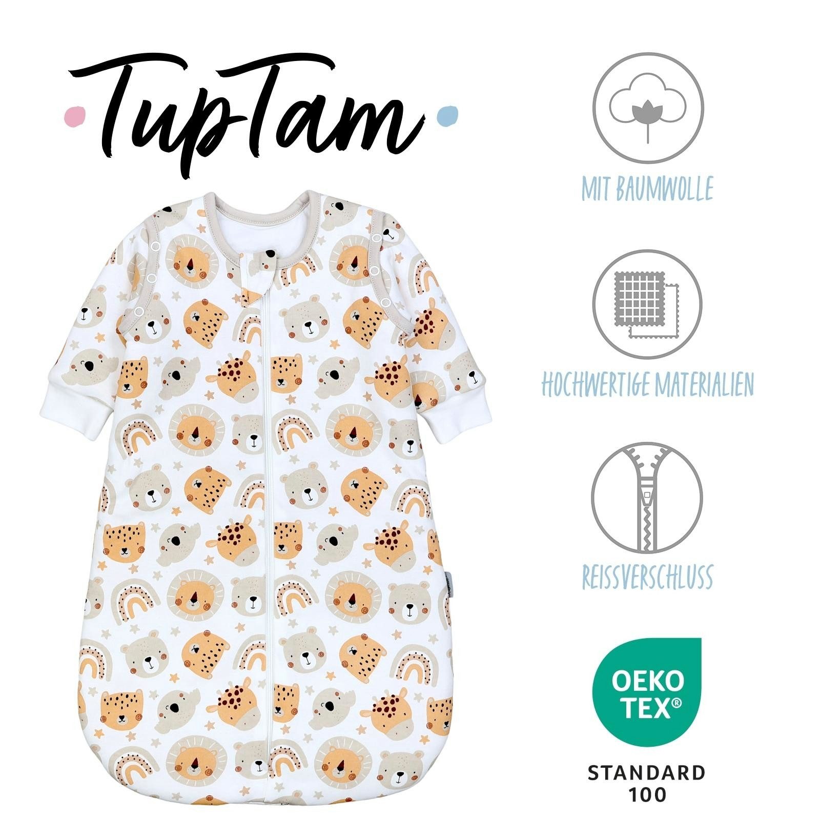 TupTam Babyschlafsack Kugelschlafsack mit abnehmbaren Ärmeln 2.5 TOG Ganzjahr – Bild 2 von 5