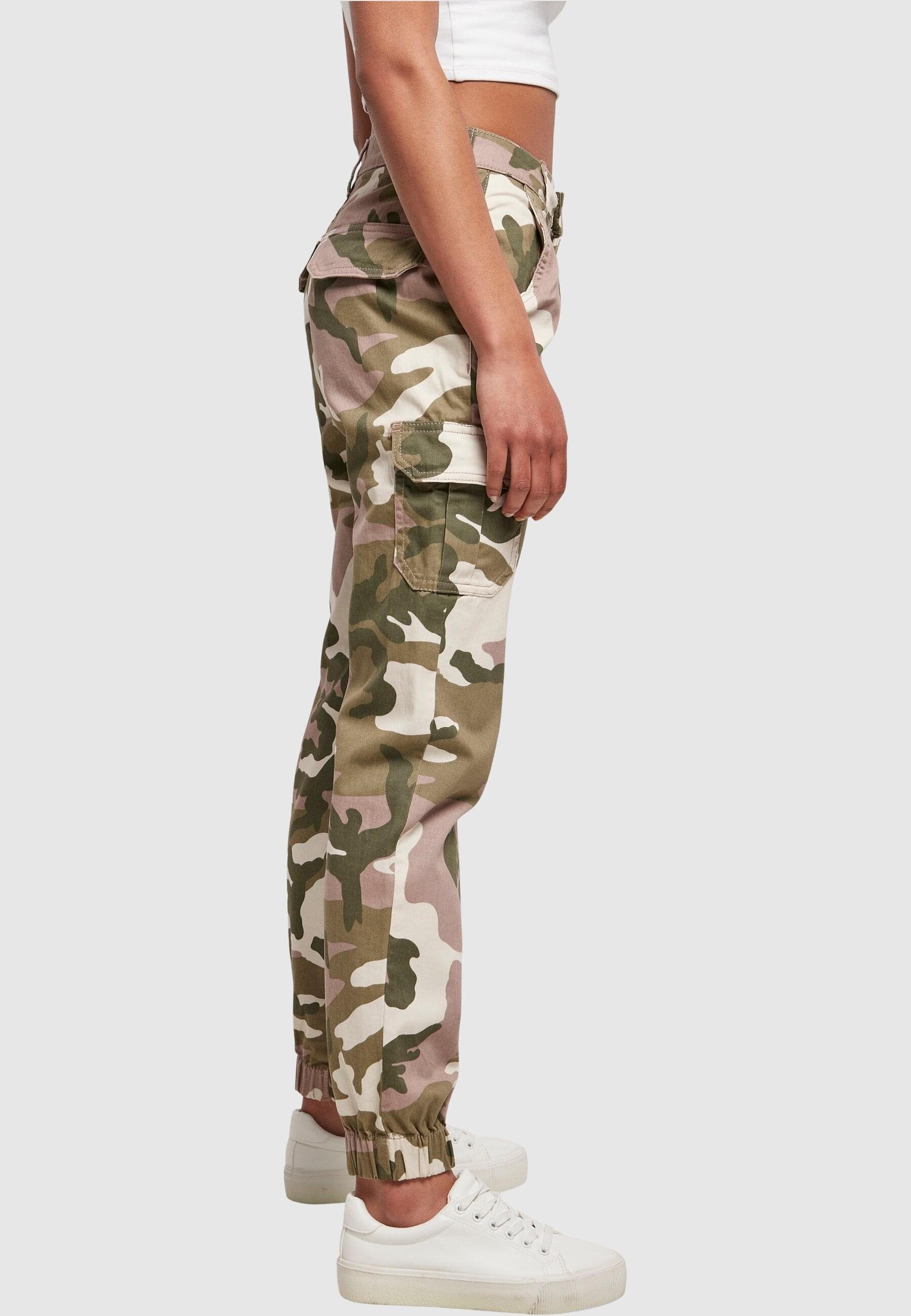 (1-tlg) URBAN Camo Damen High Waist duskrose Cargo CLASSICS Ladies Pants camo Cargohose