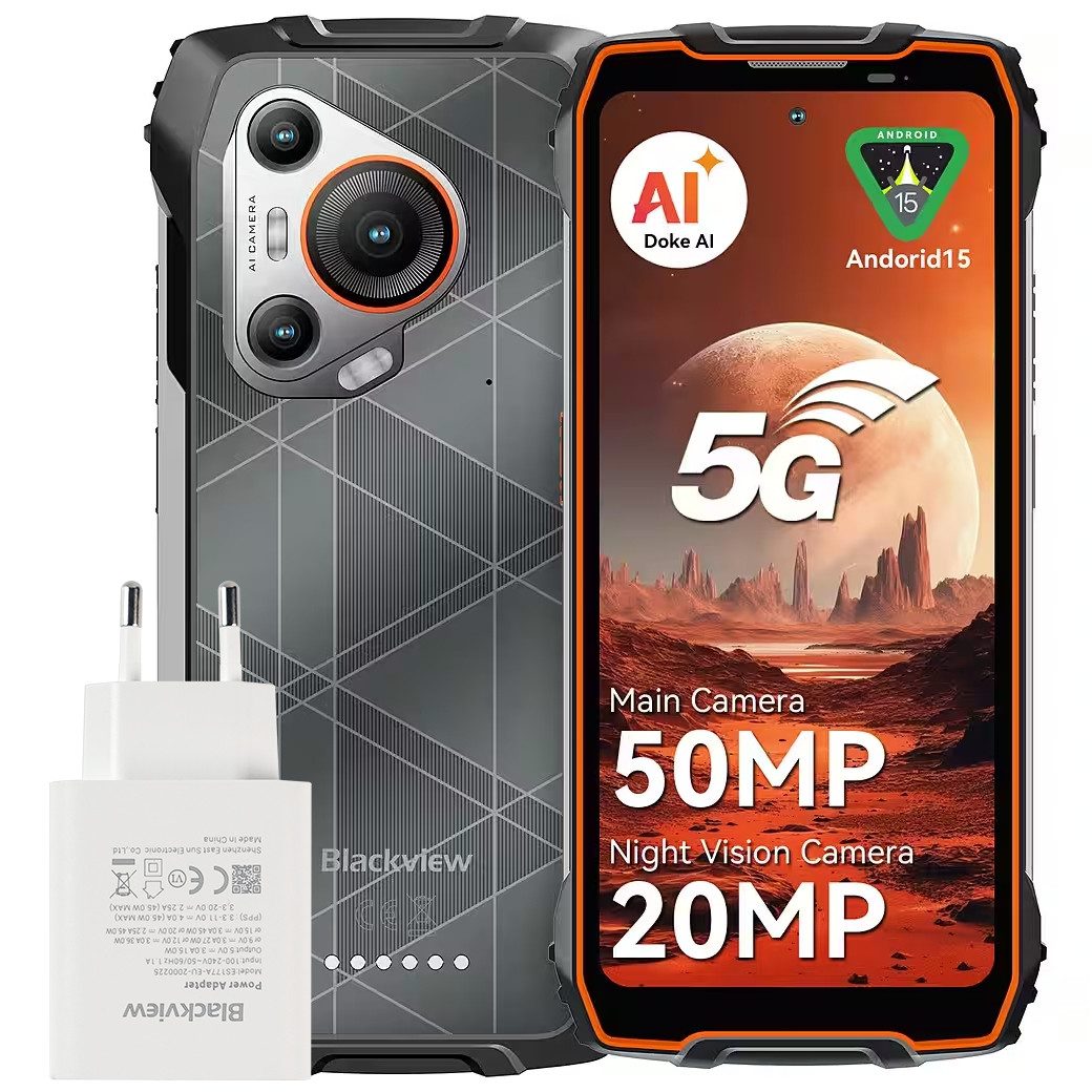 blackview BL7000 Outdoor incl. 45W Ladegerät Smartphone (50 MP Kamera, 6.78”, 2.4K, 750Nits, 120Hz, Dimensity 6300, NFC,7500mAh, 33W)