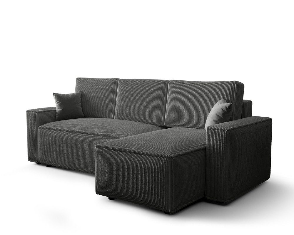 Deine Möbel 24 Ecksofa ABRO mit Schlaffunktion Bettkasten Cord-Sofa Schlafsofa L-Couch L-Sofa, Set 3 Teile, mit Schlaffunktion, mit Bettkasten