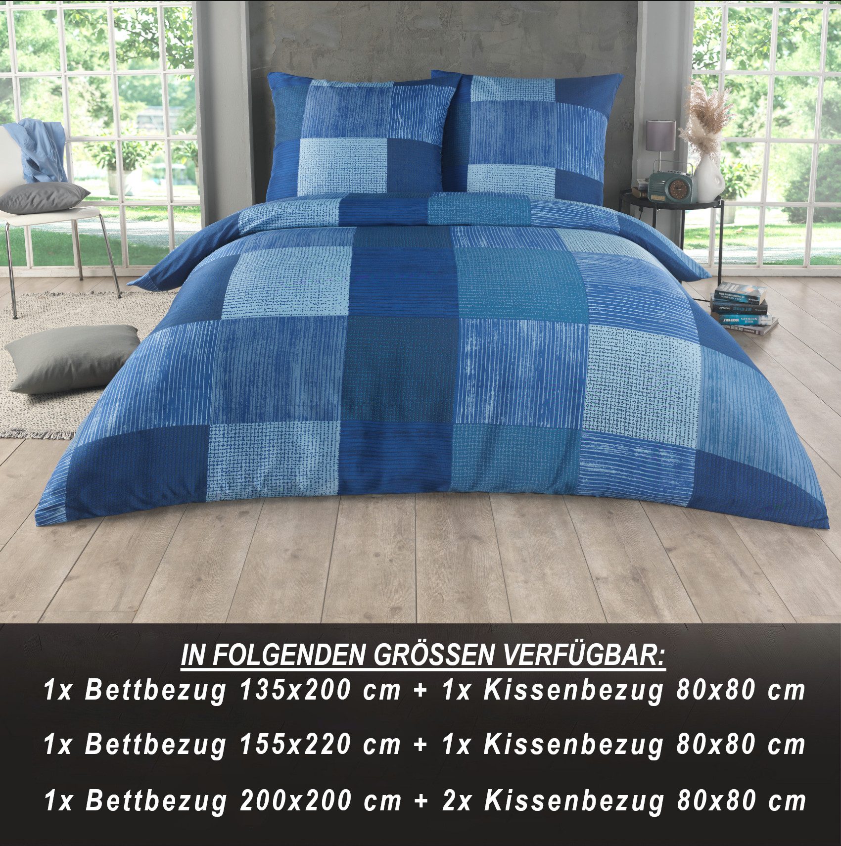 Malika Bettwäsche 135x200 + 80x80 cm atmungsaktiver Bettbezug, moderne Designs, Für Allergiker geeignet, pflegeleicht, angenehm weicher Stoff