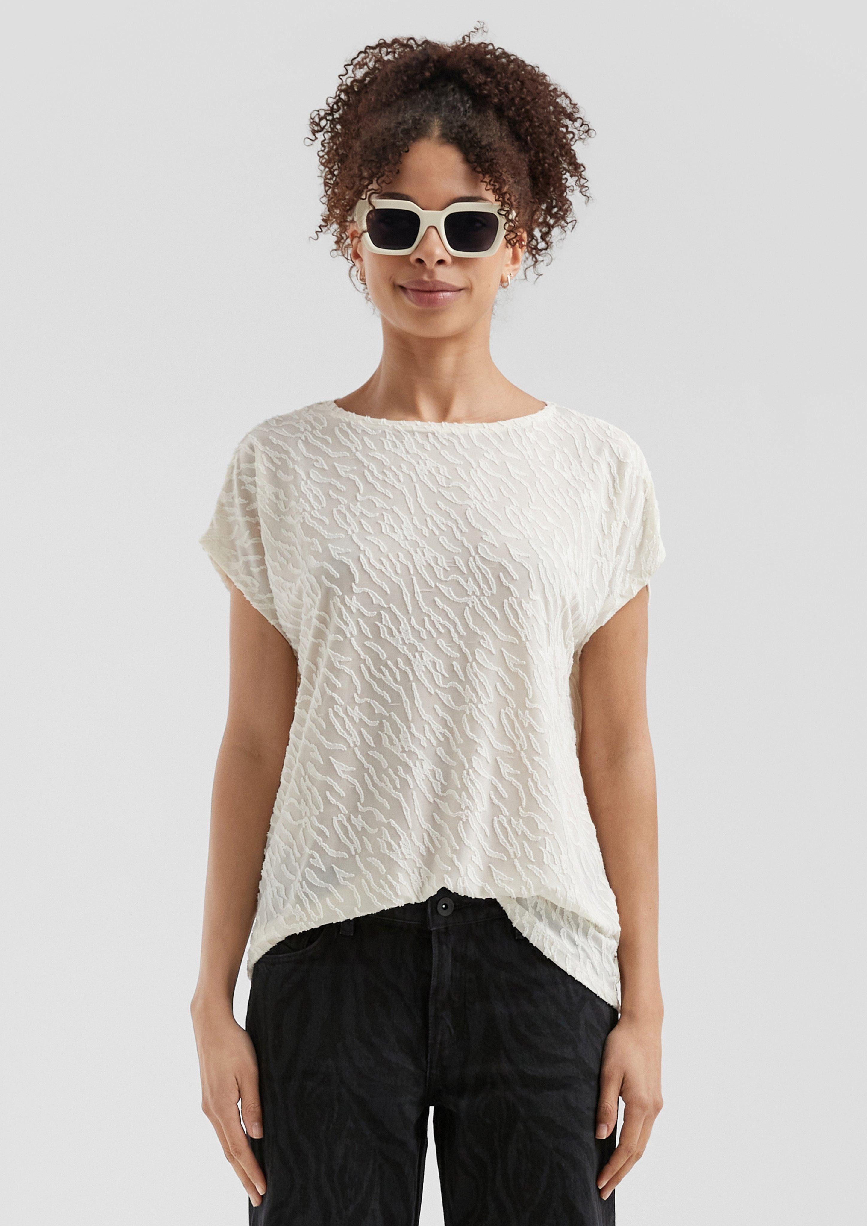 QS Kurzarmshirt Leicht transparentes Oversize-Shirt mit günstig online kaufen