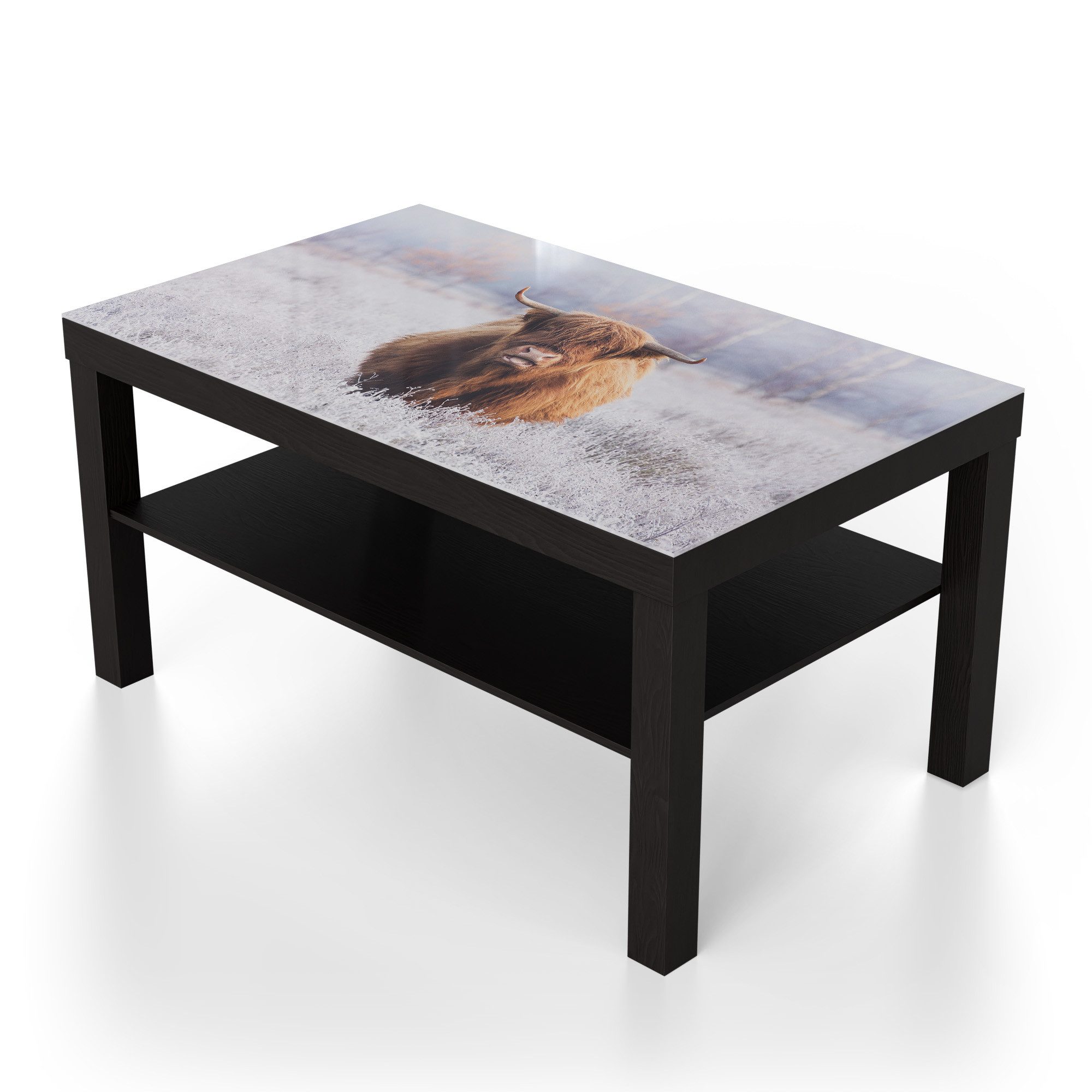 DEQORI Couchtisch 'Frostiger Hochlandblick', Glas Beistelltisch Glastisch modern